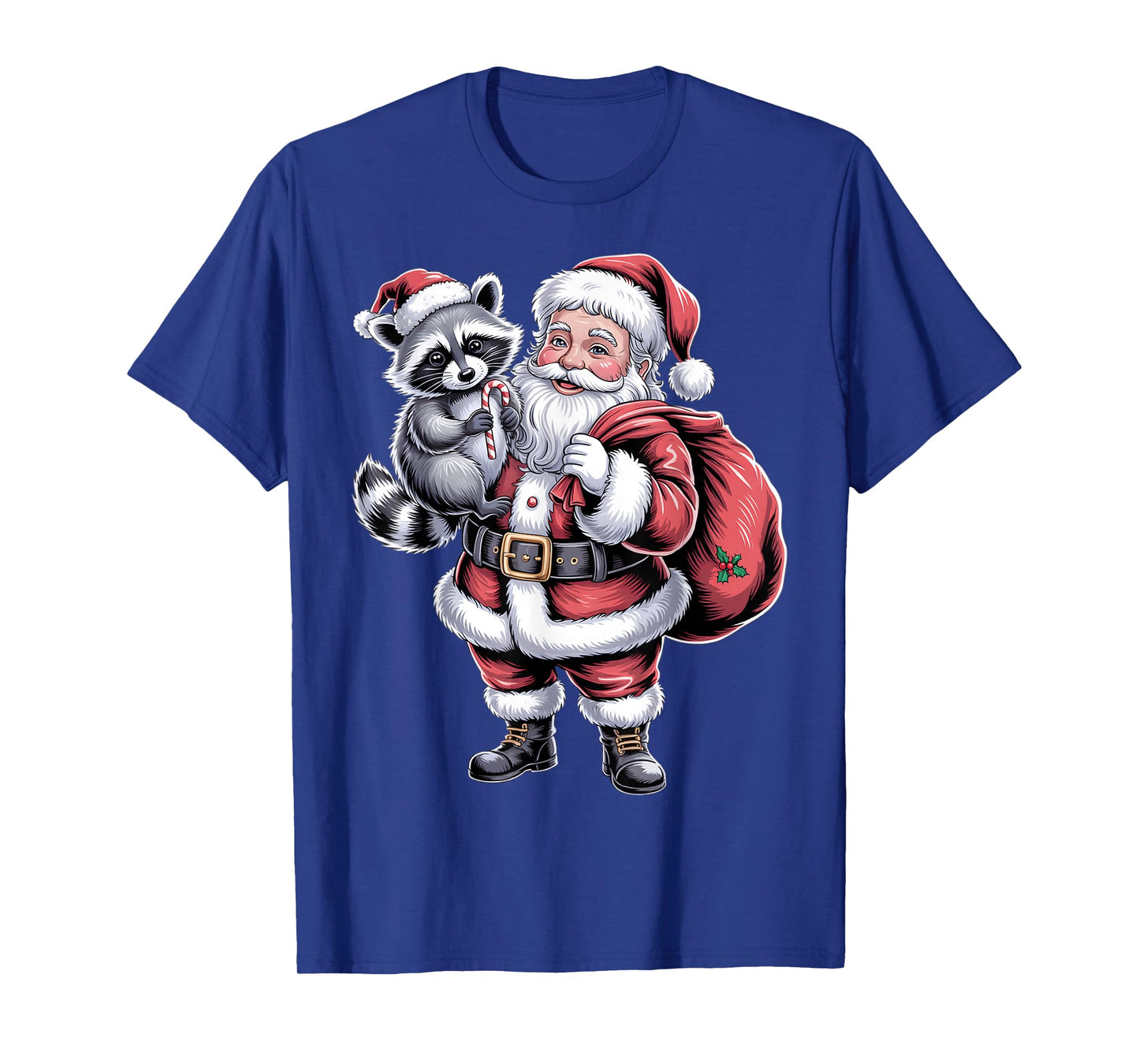 Cute Raccoon Santa Christmas Holiday Cartoon Funny Raccoons T-Shirt