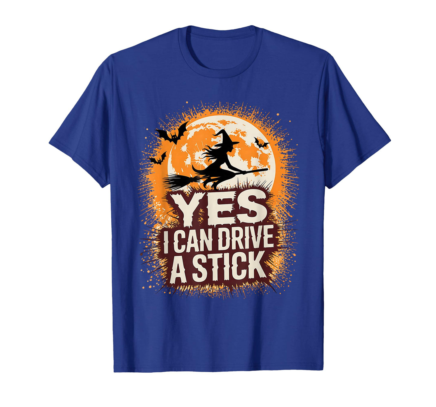 Yes I Can Drive A Stick Funny Halloween Witch Women Girls T-Shirt