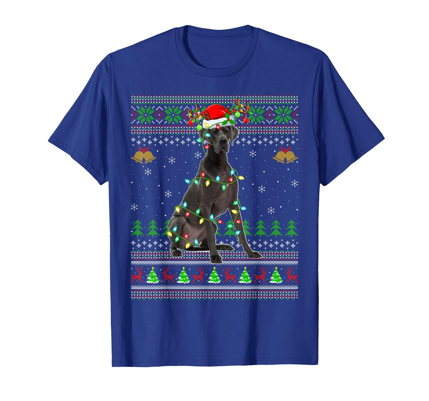 Great Dane Dog Ugly Christmas Sweaters Holiday Santa Xmas T-Shirt