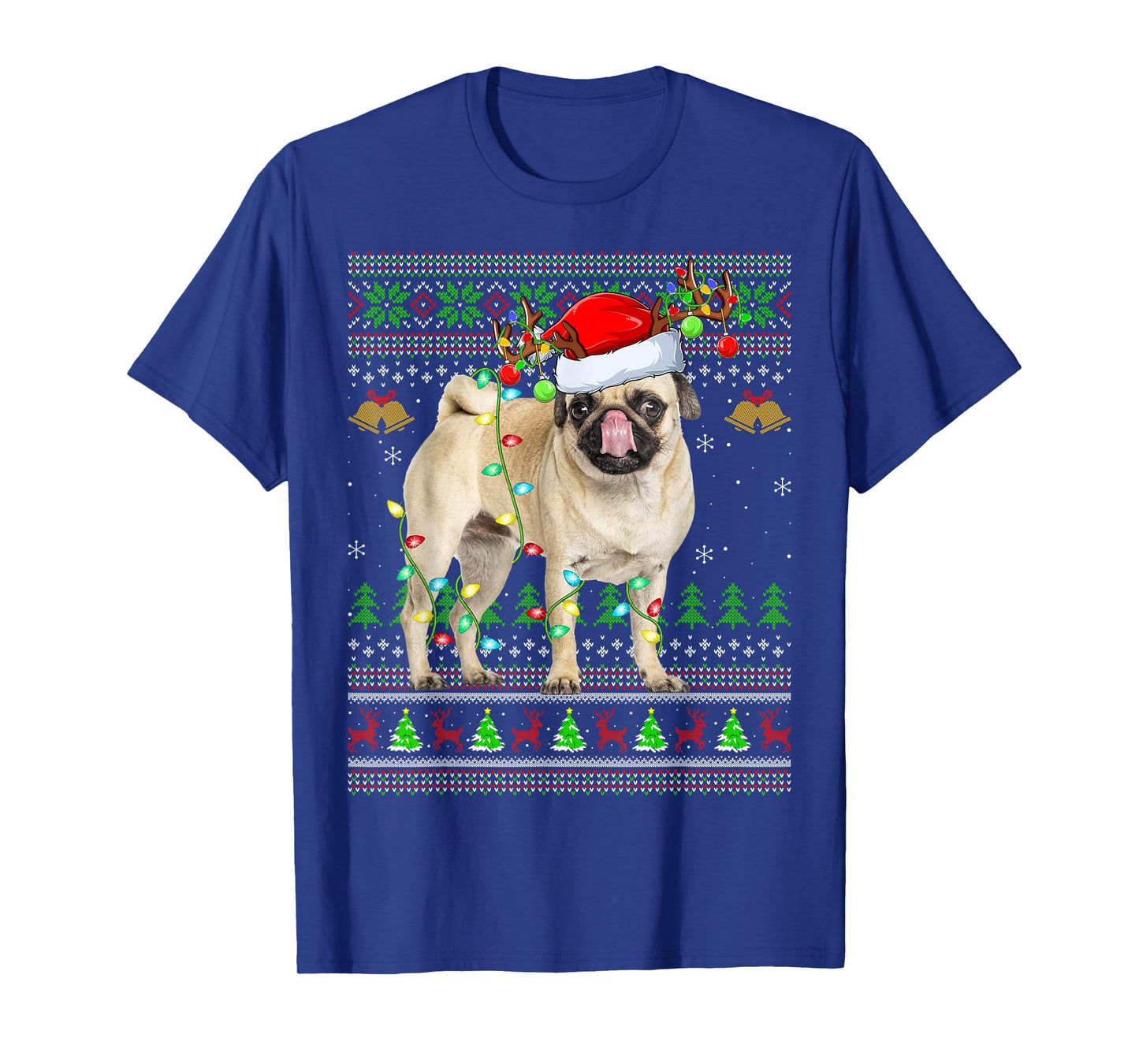 Pug Dogs Ugly Christmas Sweaters Holiday Santa Xmas T-Shirt