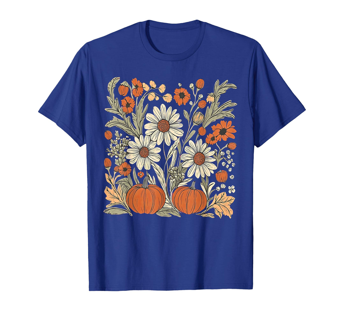 Boho Fall Floral Autumn Pumpkins Thanksgiving T-Shirt