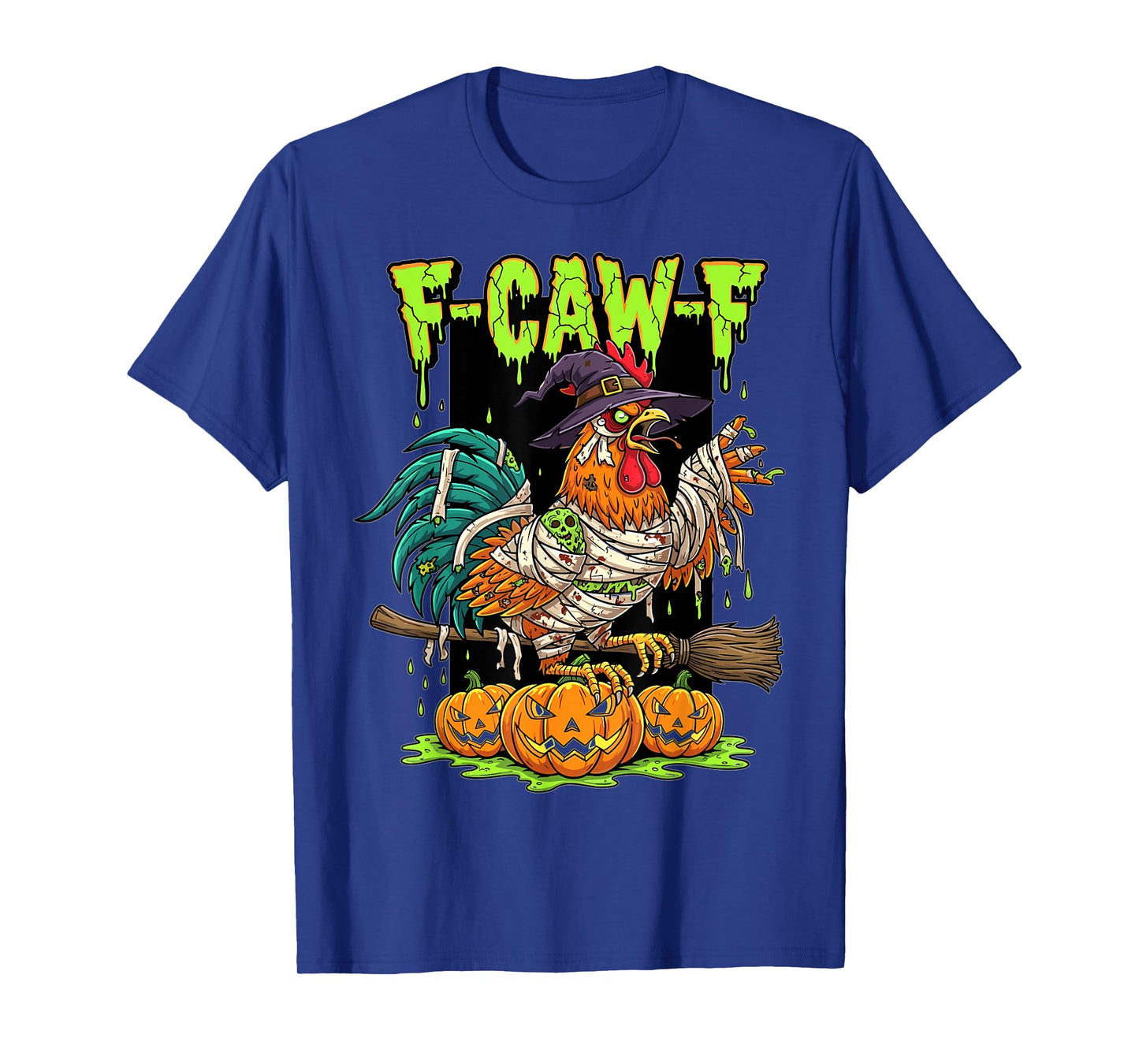 Halloween Zombie Chicken Witch Pumpkin Broomstick T-Shirt