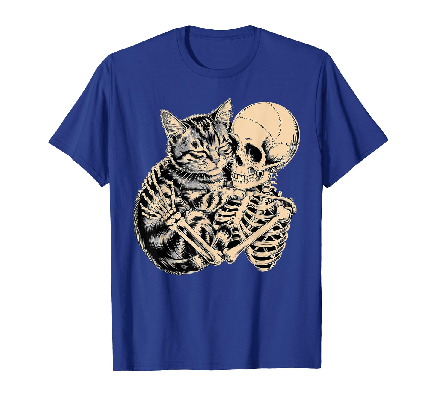 Womens Halloween Cat Skeleton Hugging Cat Halloween Girls T-Shirt
