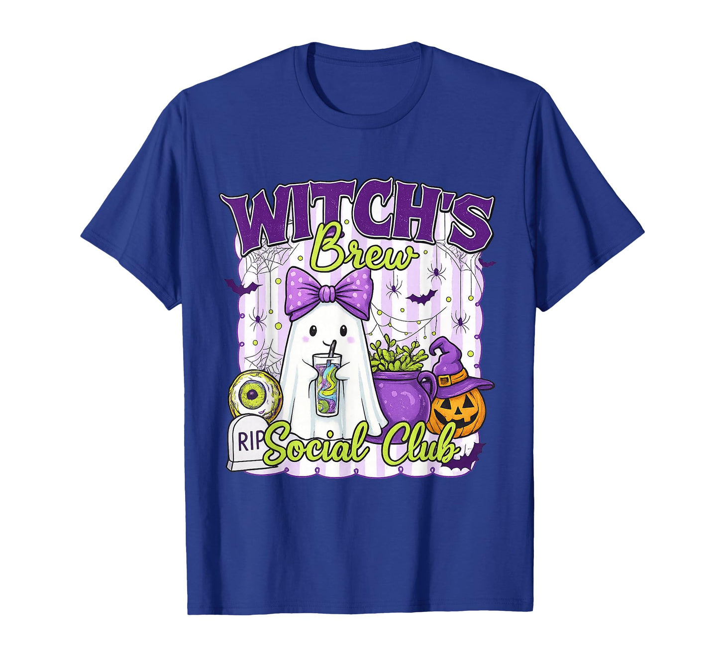 Kawaii Witch’s Brew Social Club Ghost Halloween Coffee Funny T-Shirt
