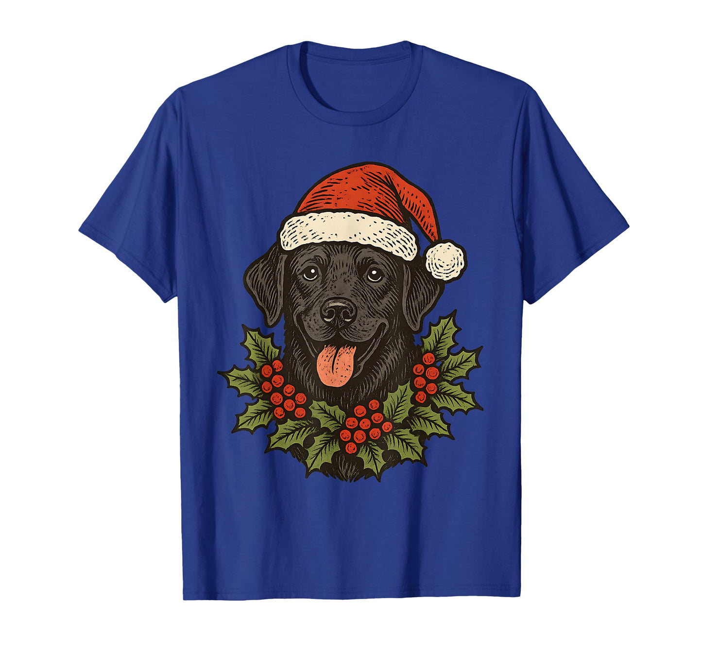 Black Labrador Retriever Santa hat Christmas Dog Vintage T-Shirt