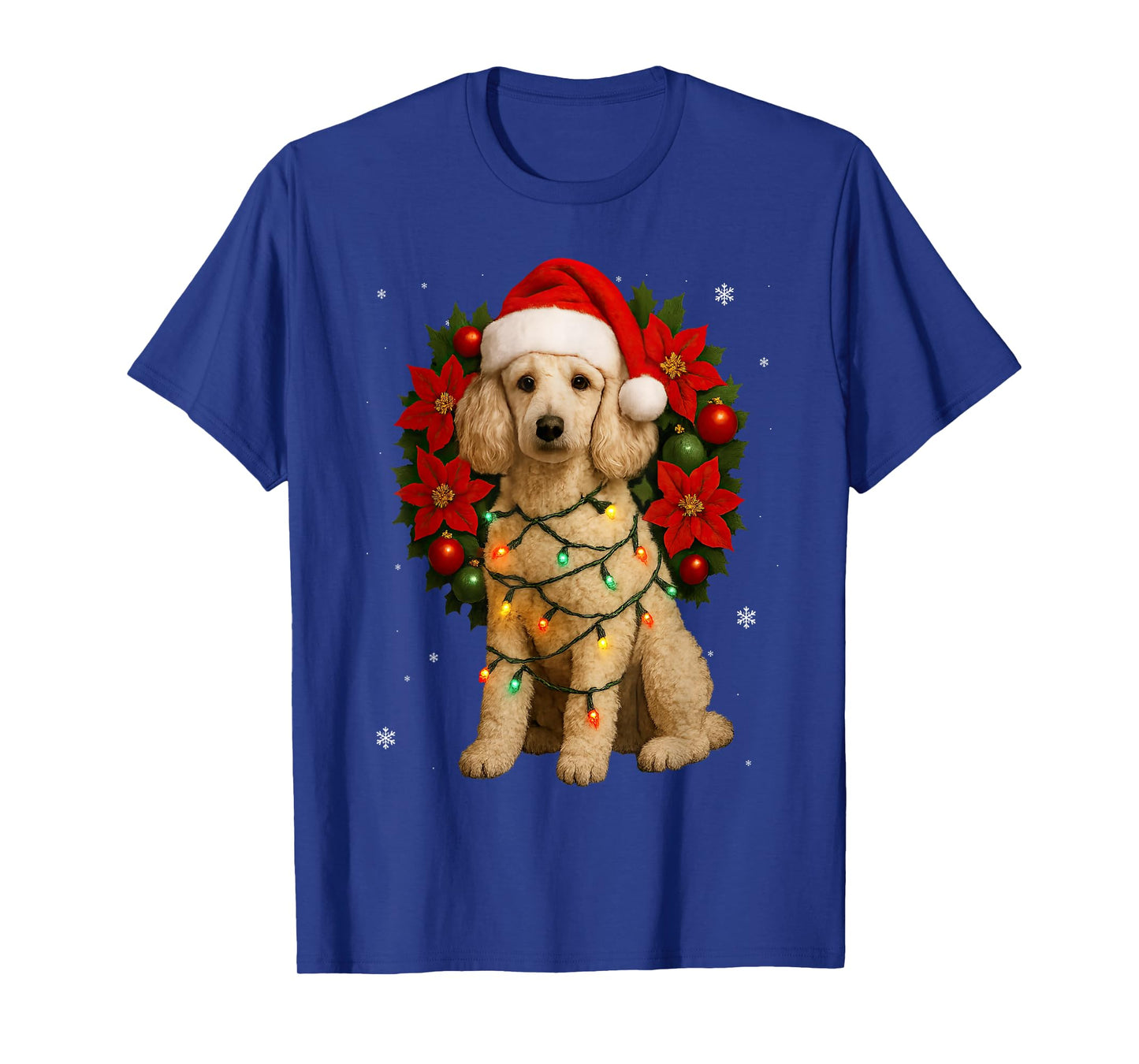 Cute Poodle Christmas Tree Dog Festive Wreath Xmas T-Shirt