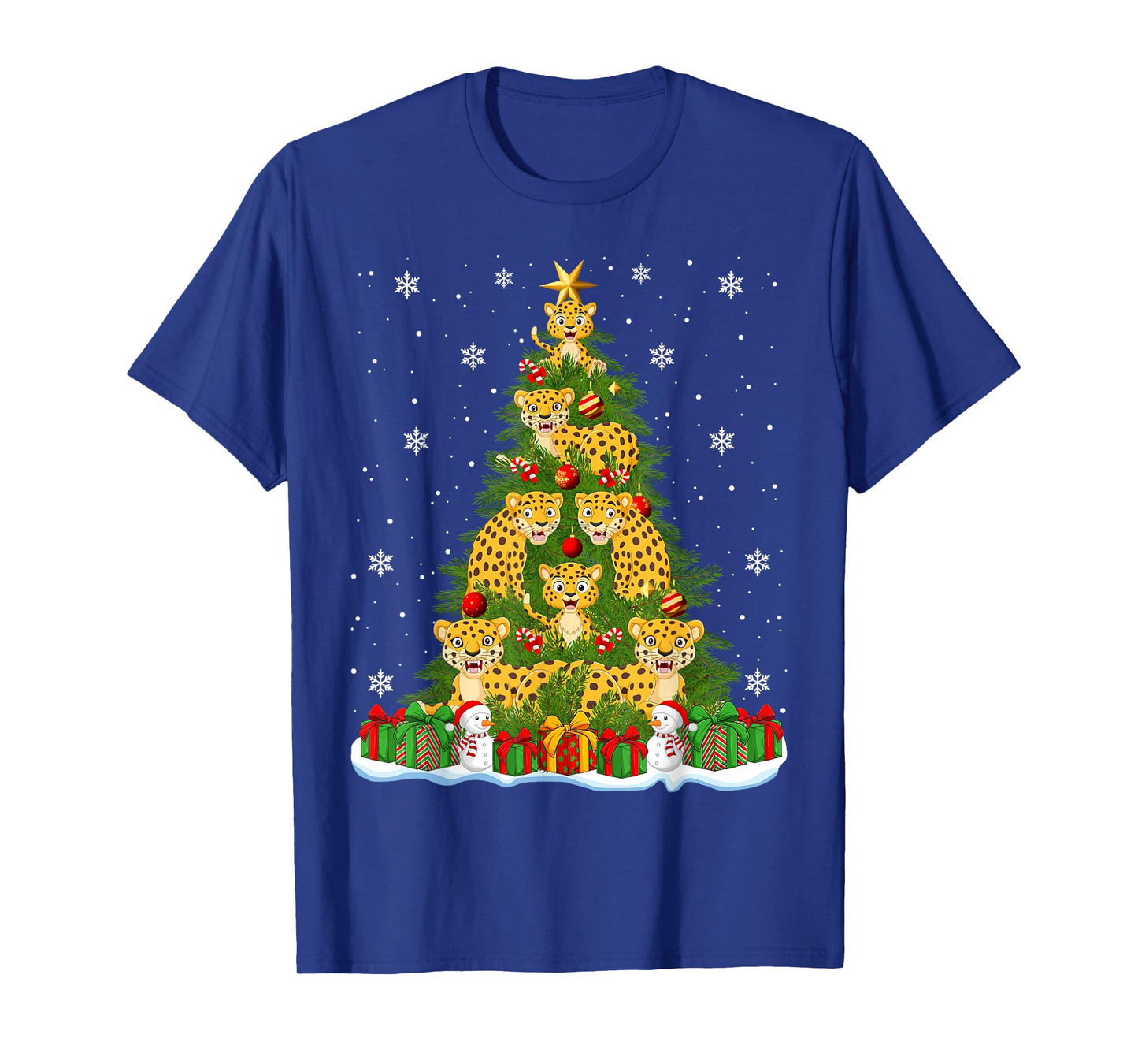 Cute Leopard Christmas Tree Holiday Decor Funny Xmas Lights T-Shirt