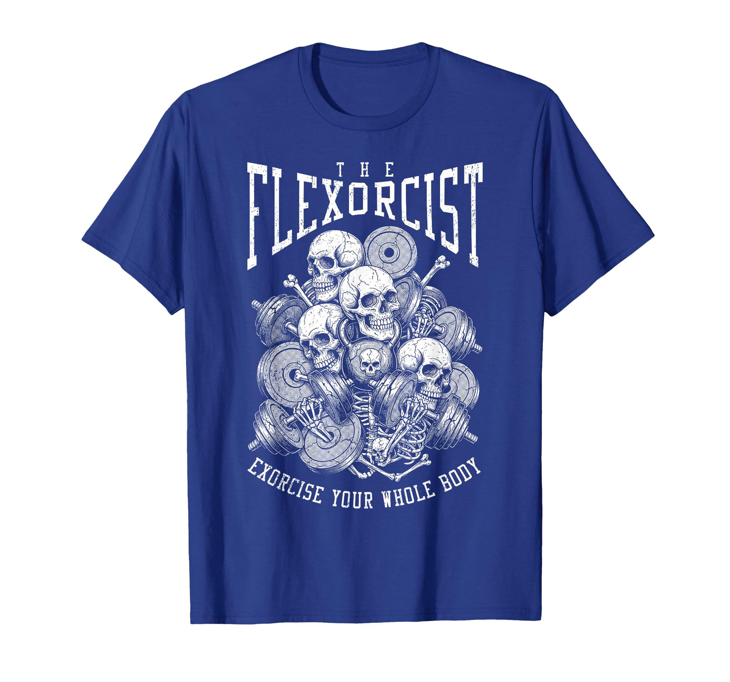 Flexorcist Funny Gym Halloween Skulls Bones Fitness Lifter T-Shirt