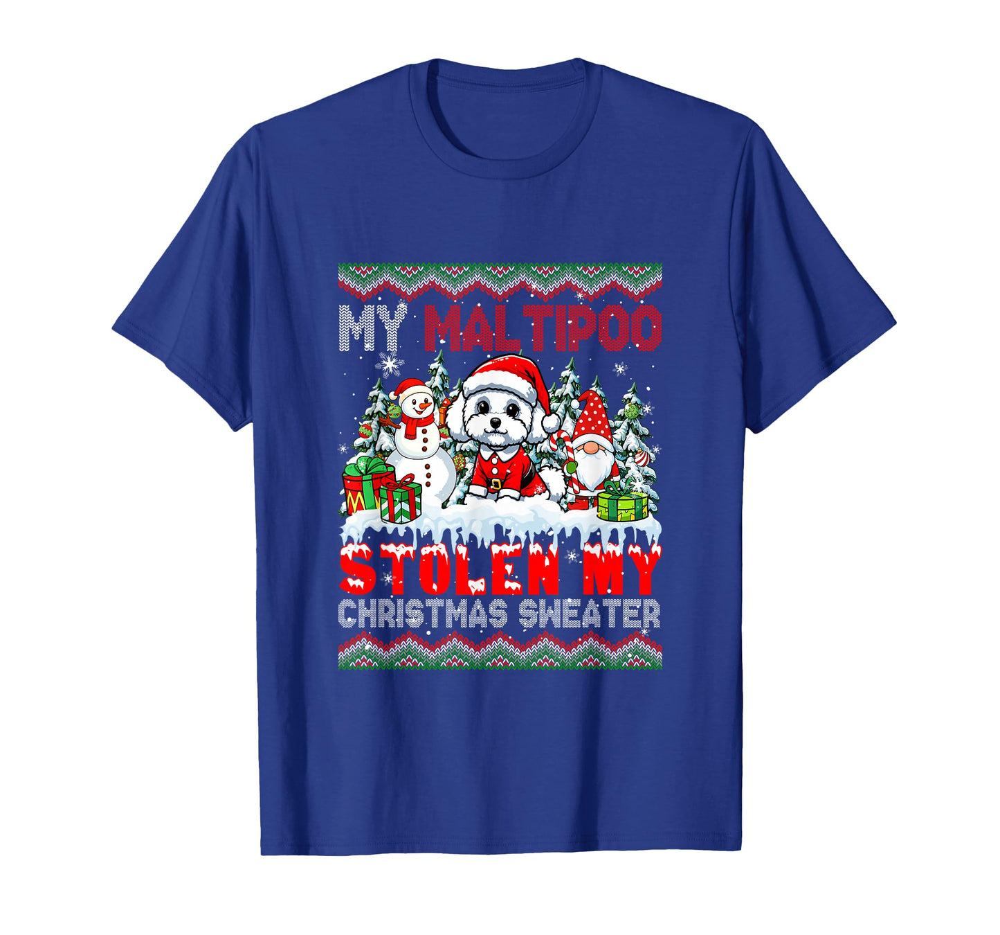 My Maltipoo Stolen My Christmas Sweater Santa Dog Gnome T-Shirt