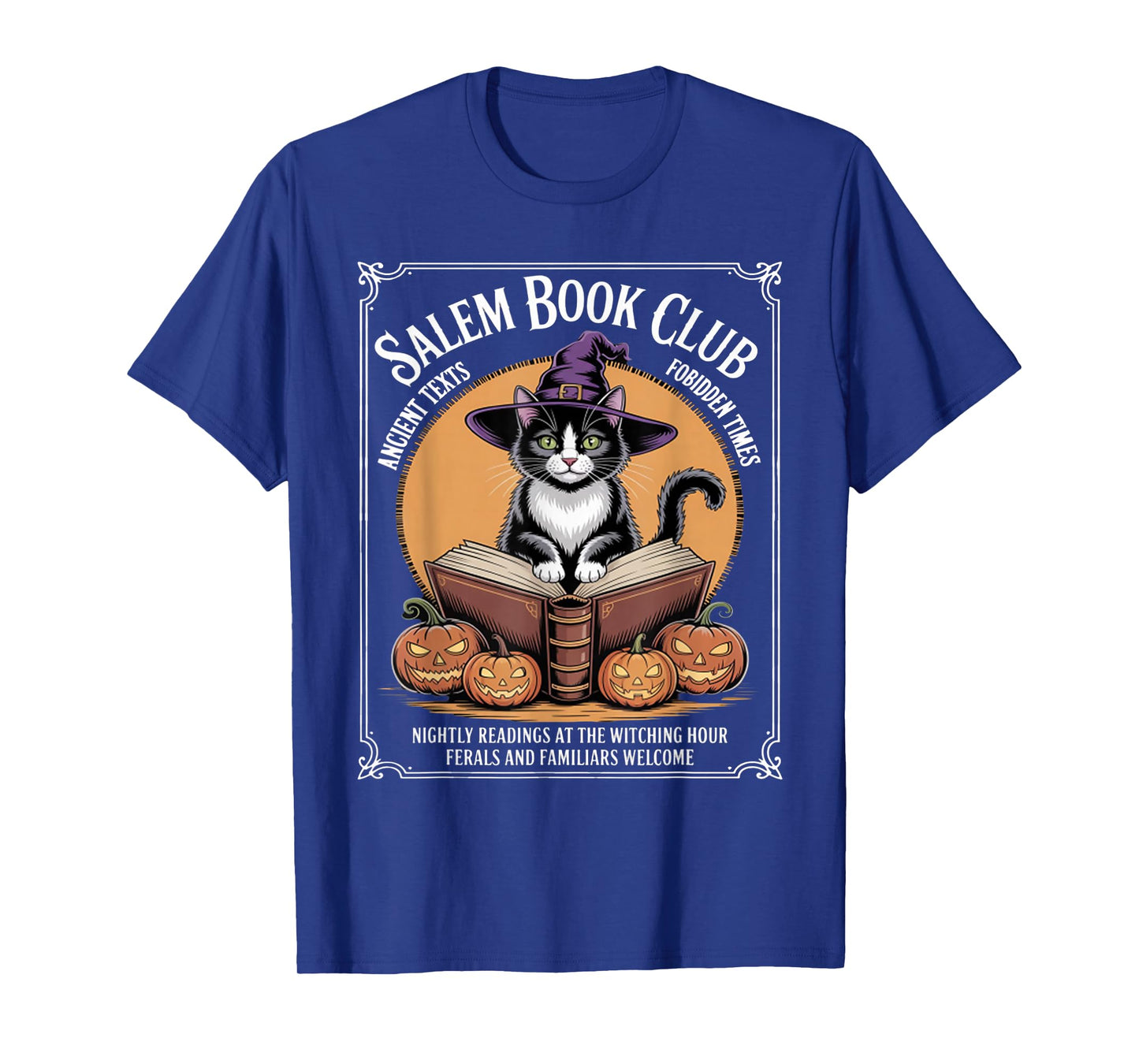 Salem Witch Book Club Bookish Halloween Black Cat Women T-Shirt
