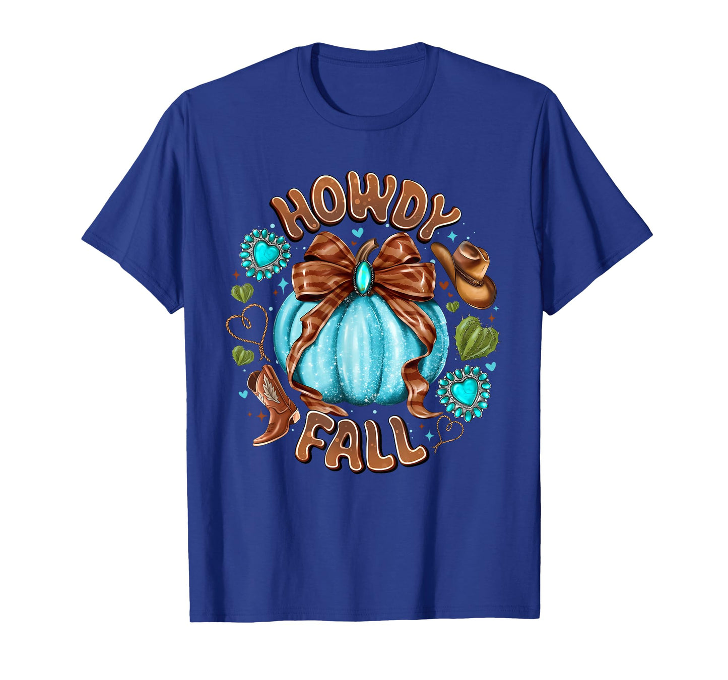 Howdy Fall Western Pumpkin Coquette Bow Thankgiving T-Shirt
