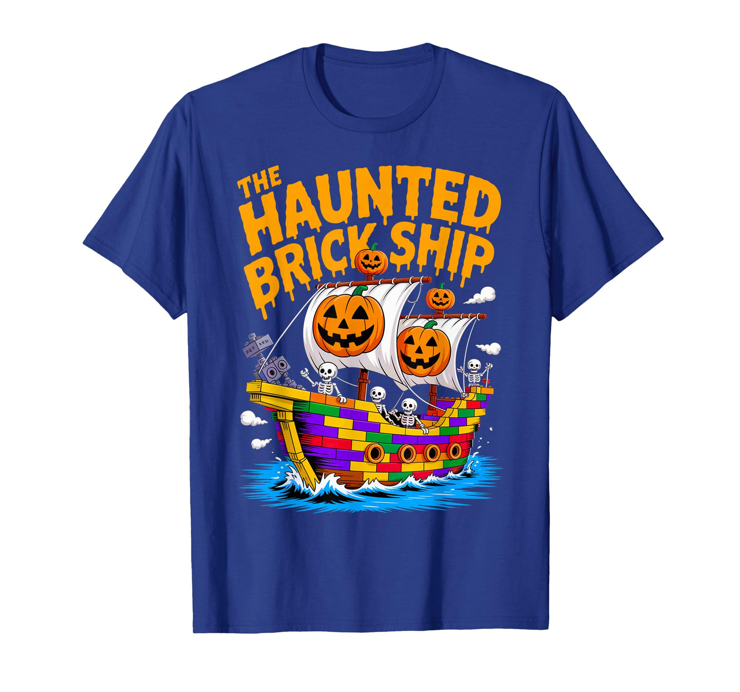 Halloween Bricks Pirate Skeleton Builder Blocks Building Toy T-Shirt