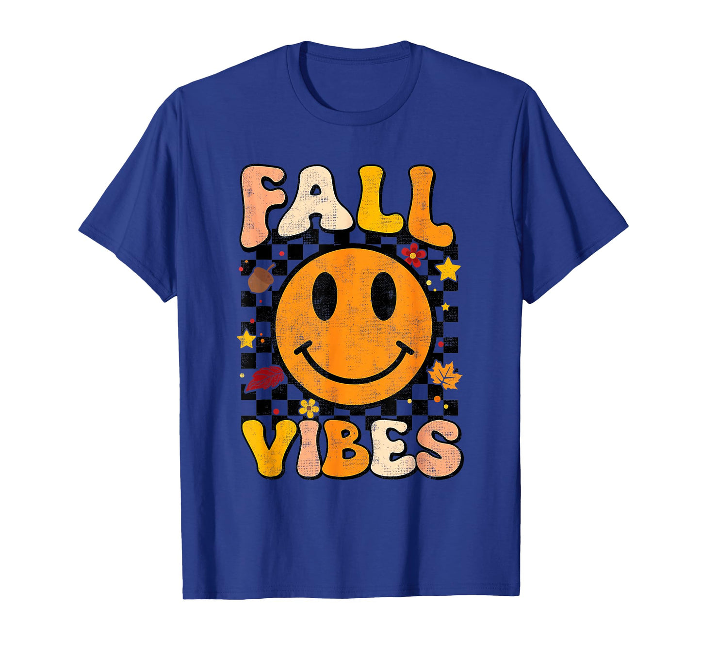 Fall Vibes Tis The Season Fall Leaves Retro Autumn Funny T-Shirt