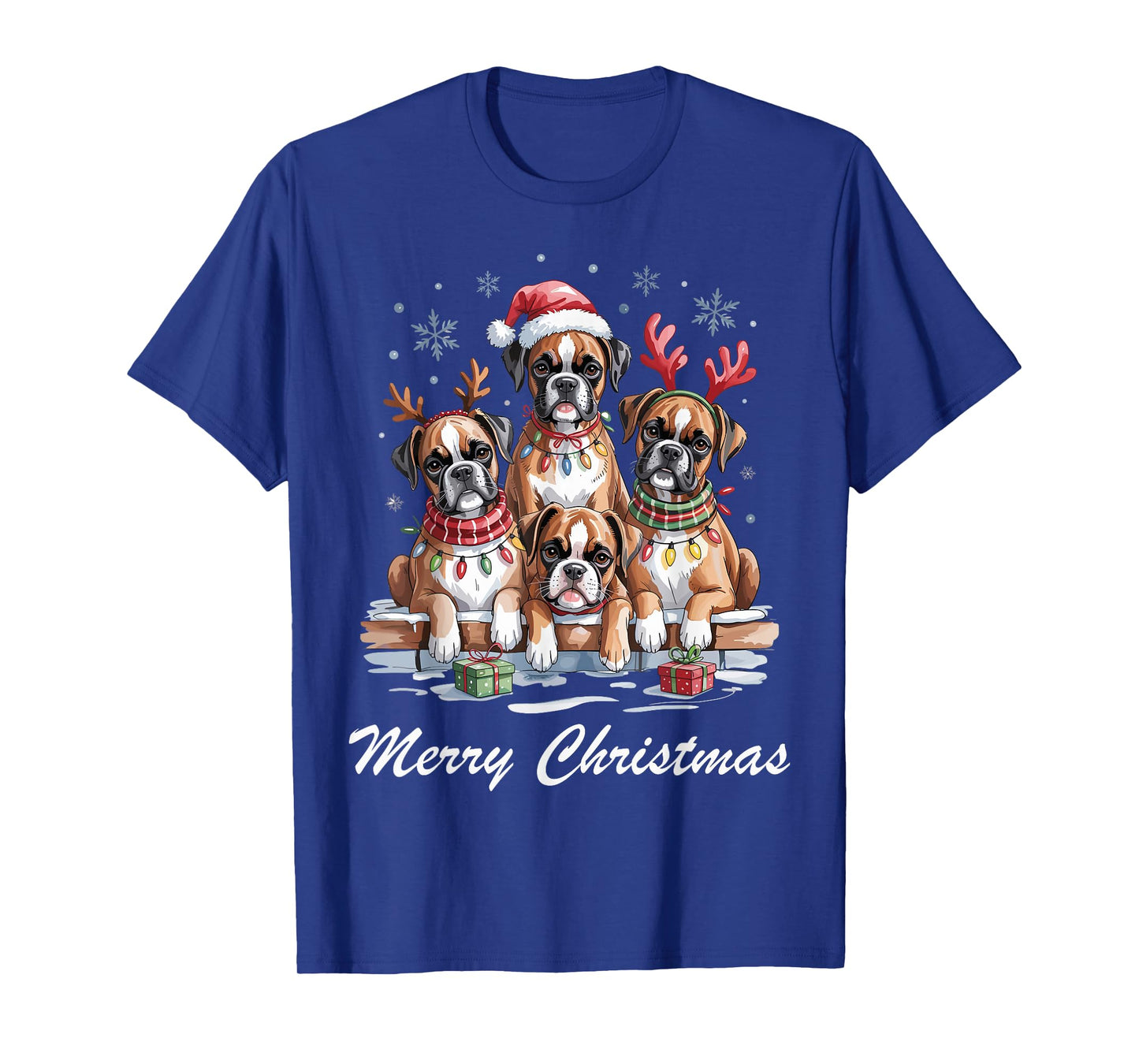 Boston Terrier Merry Christmas Funny Dog Lovers Holiday T-Shirt