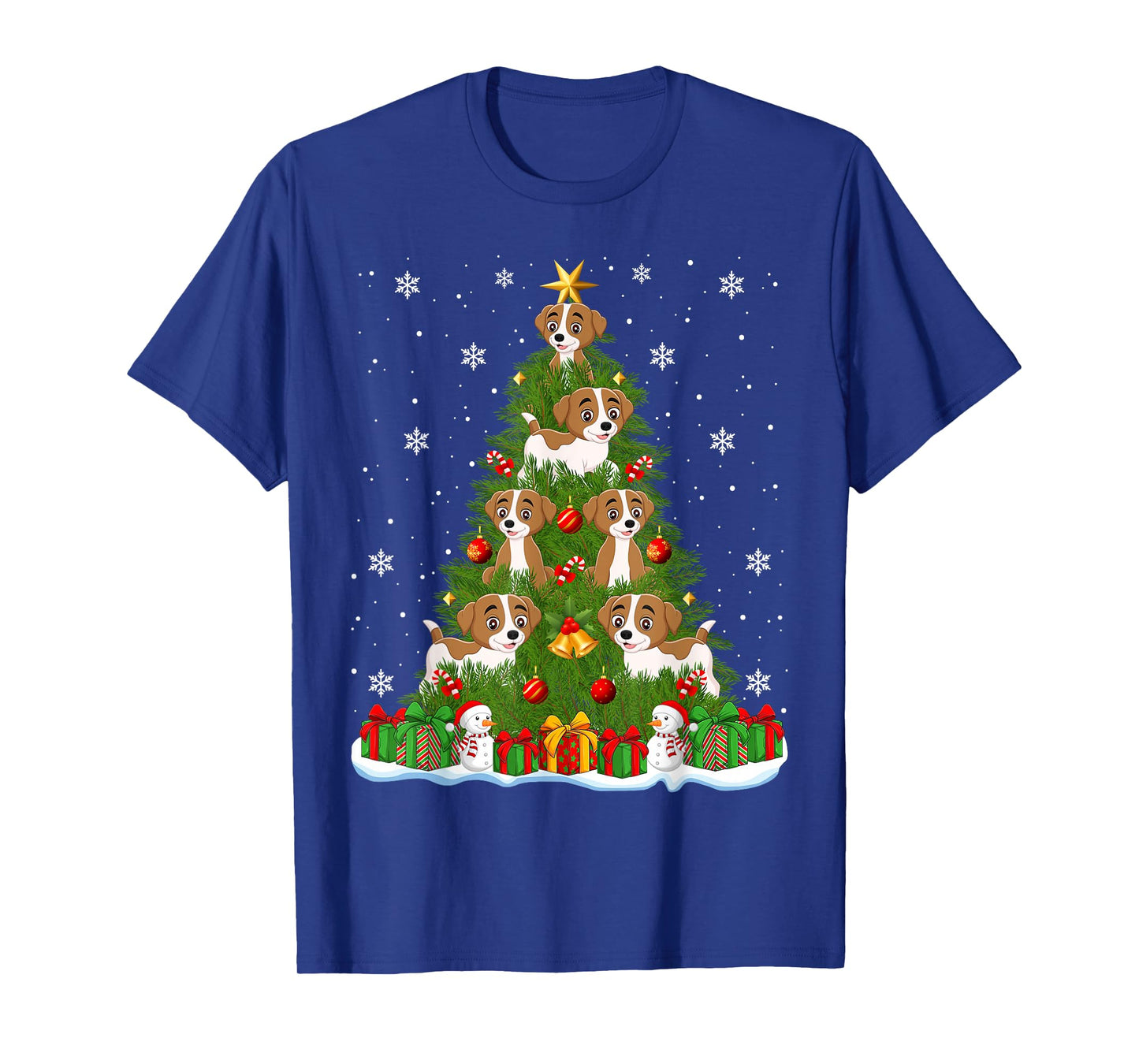 Cute Dogs Christmas Tree Holiday Decor Funny Dog Xmas Lights T-Shirt