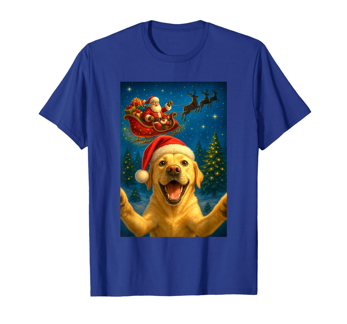 Christmas Dog Selfie with Santa Claus Funny Dog Graphic Xmas T-Shirt