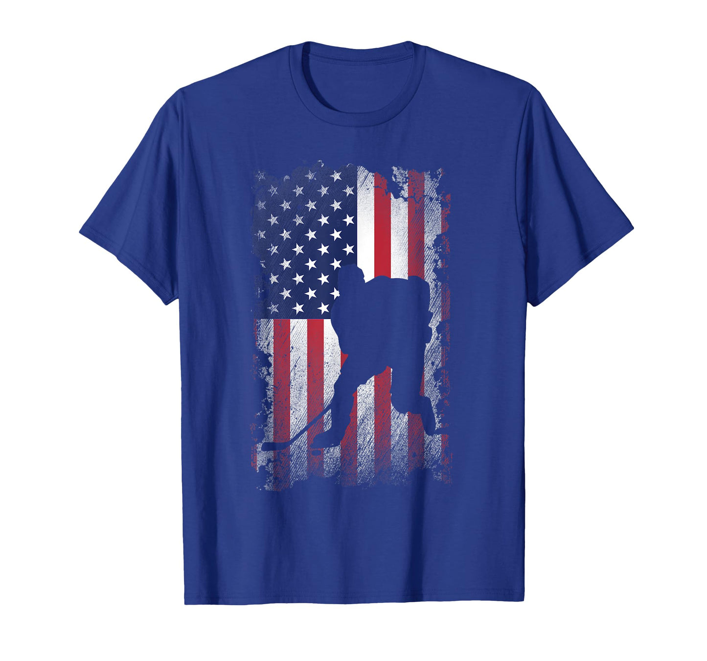 Distressed American Flag Hockey USA Patriotic Gift Women Kids Men T-Shirt