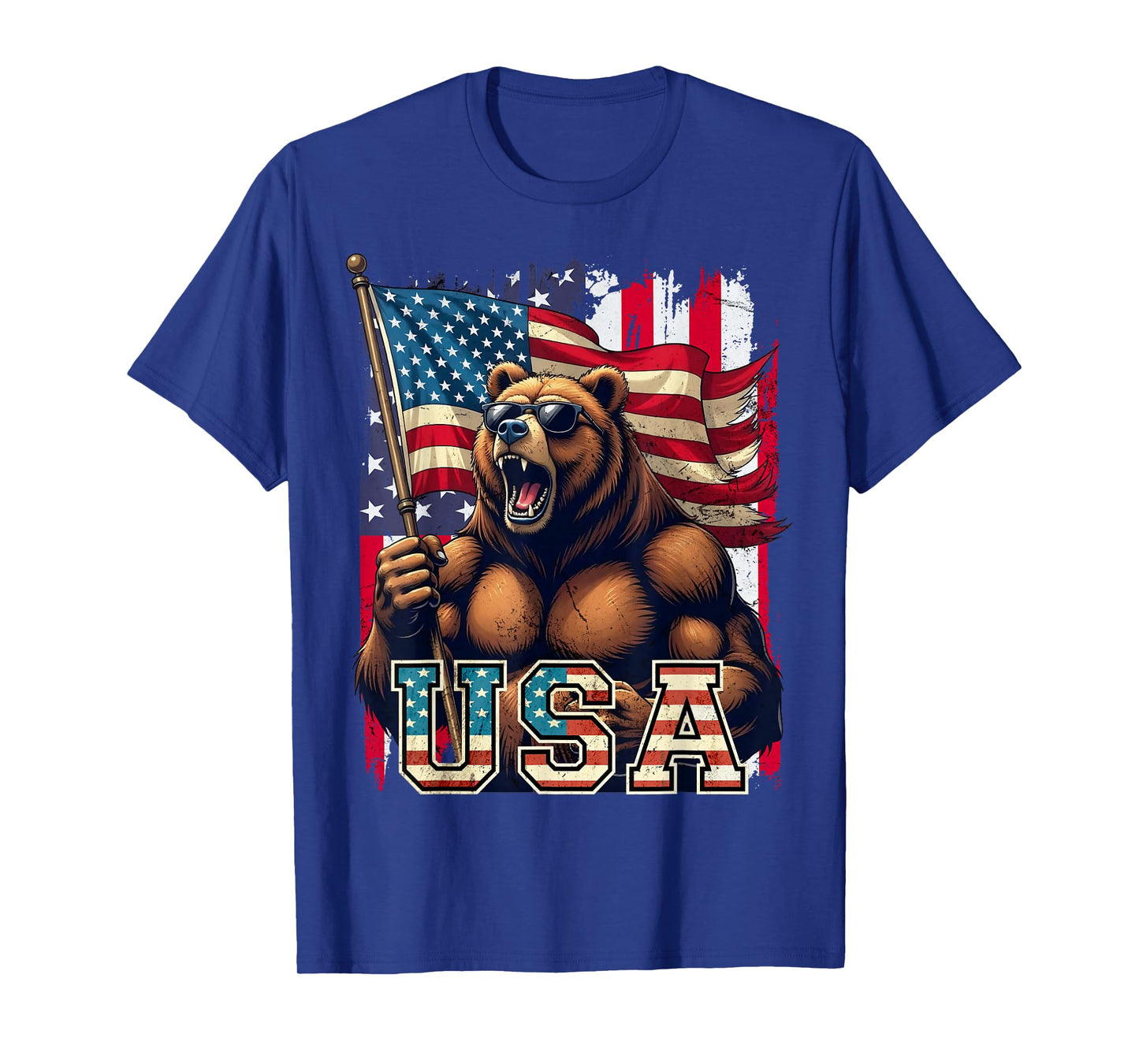 Bear USA 4th of July American Flag Patriotic T-Shirt