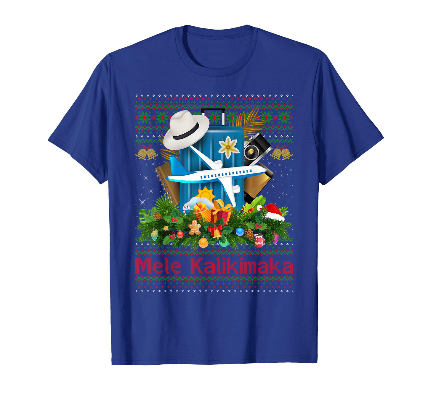 Ugly Christmas Sweaters Hawaiian Vacation Mele Kalikimaka T-Shirt
