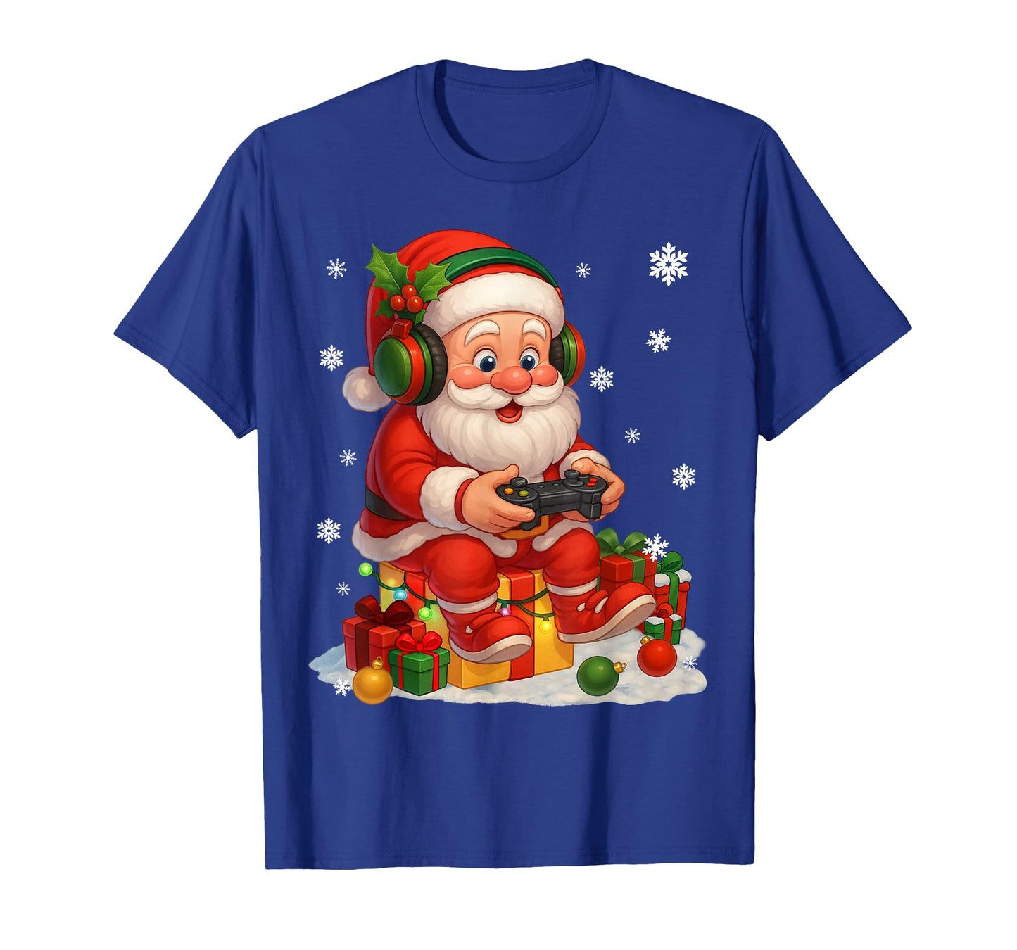 Funny Santa Gaming Snowflake Christmas Xmas Men Boys Kids T-Shirt