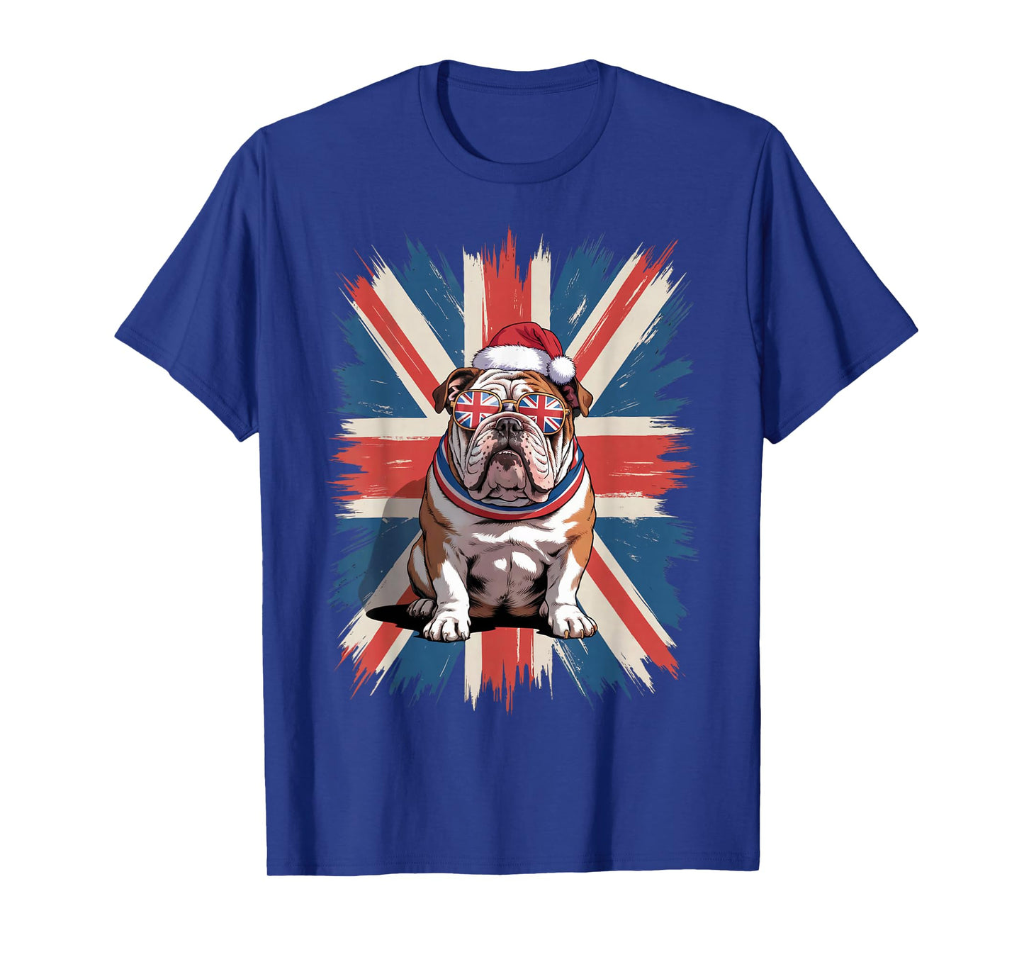 English Bulldog Christmas Hat UK Flag Xmas British Bulldog T-Shirt