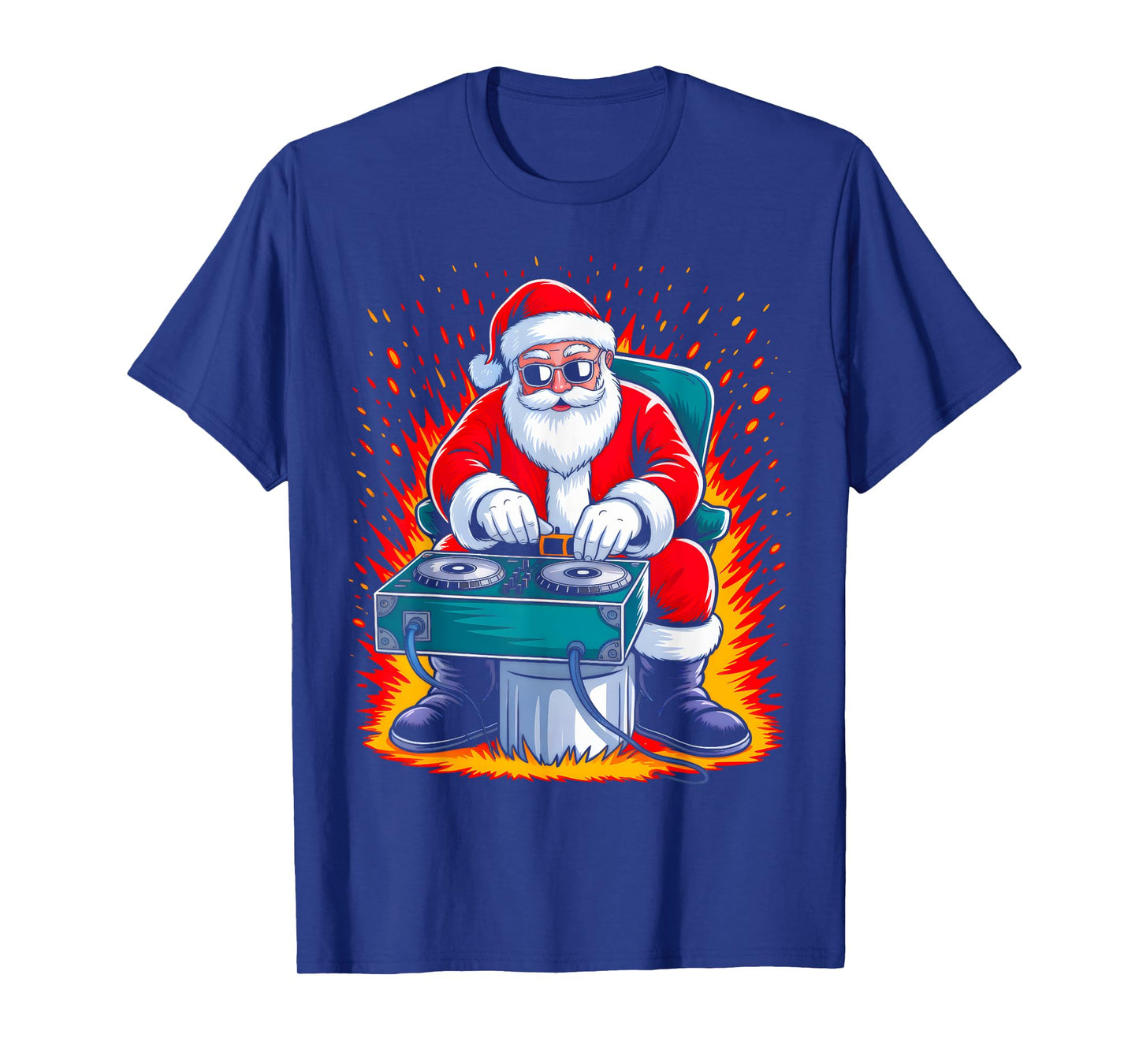 Dj Santa Playing Drums Funny Christmas Music Lover Boys Kids T-Shirt