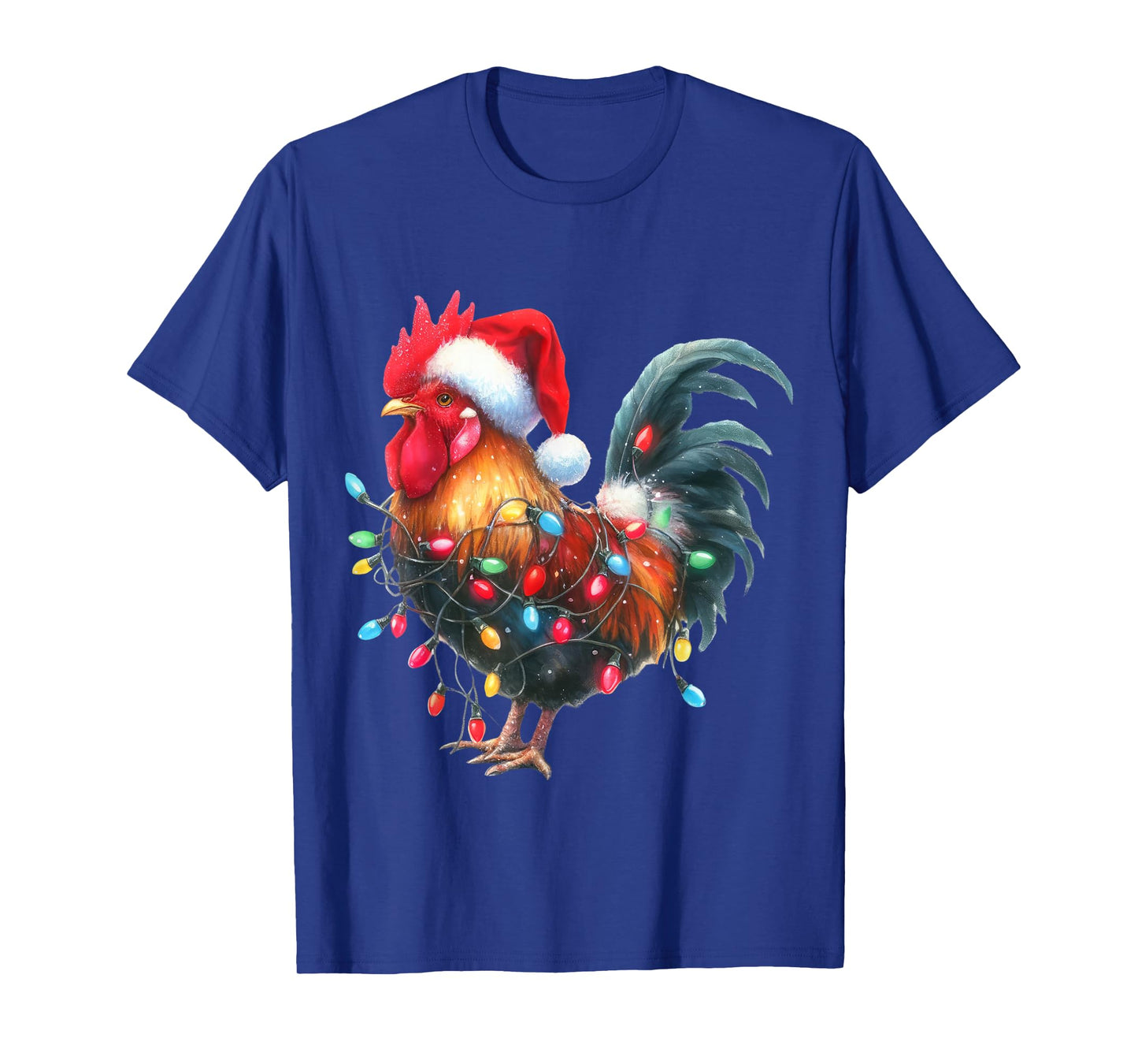 Chicken Christmas Lights Funny Santa Hat Merry Xmas T-Shirt