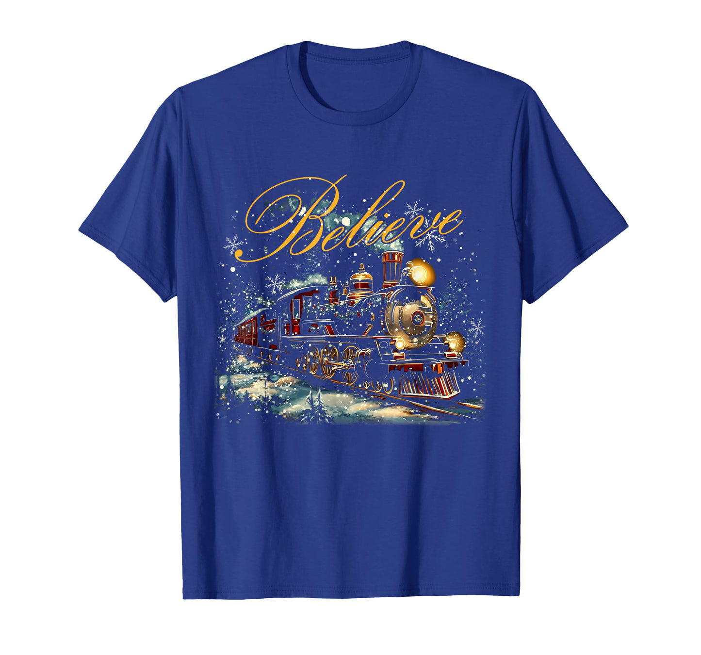 Christmas Train Believe Express Xmas Santa Women Man T-Shirt