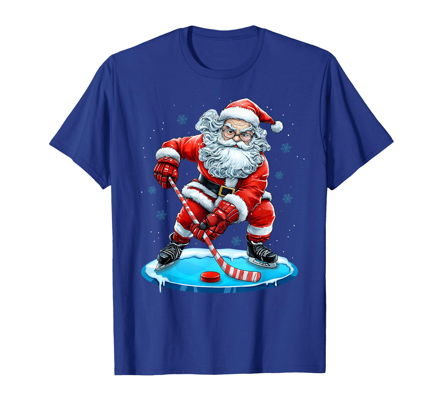 Funny Christmas Santa Playing Ice Hockey Xmas Sport T-Shirt
