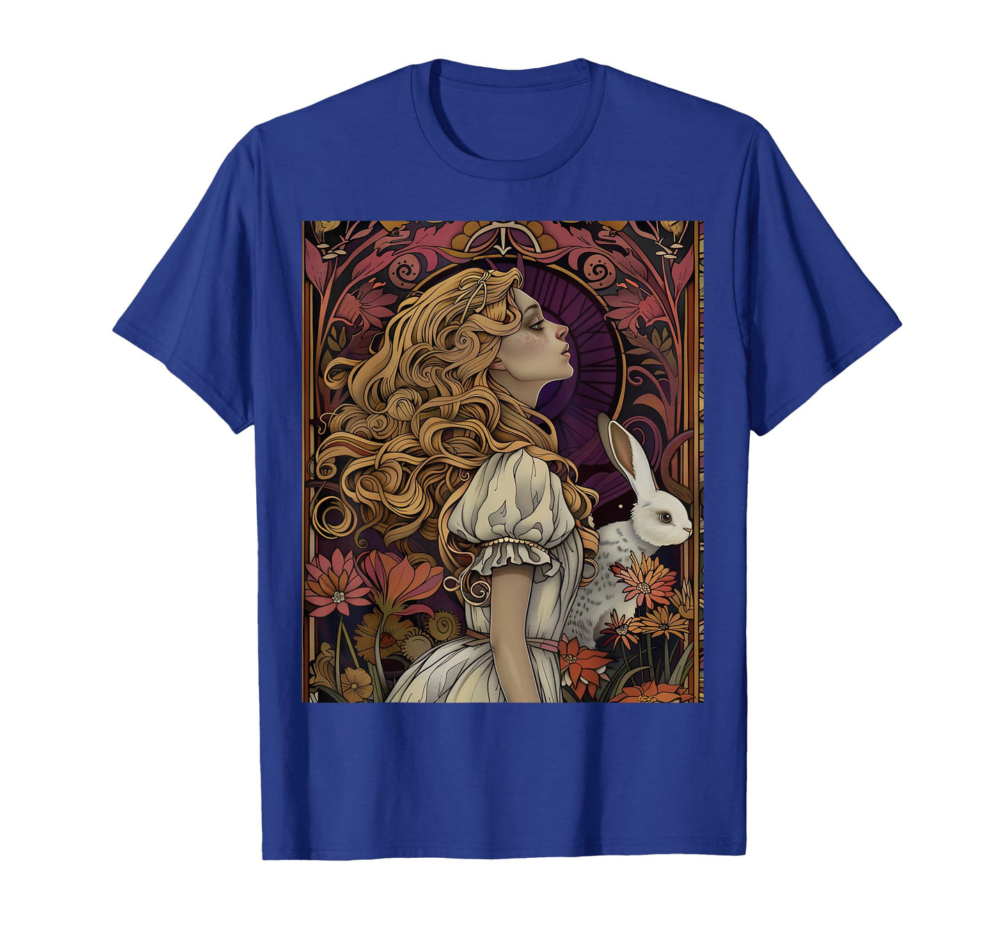 Alice in Wonderland Rabbit Fantasy Novel Vintage Art Nouveau T-Shirt