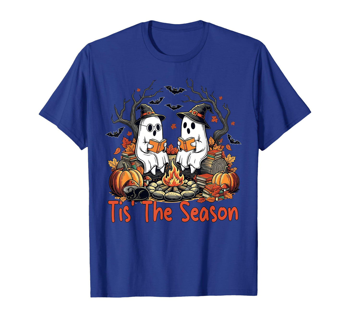 Tis' The Season Ghost Reading Books Halloween Teacher Kids T-Shirt