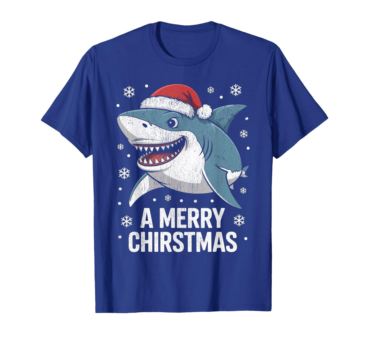 A Merry Christmas Funny Shark Santa Hat T-Shirt
