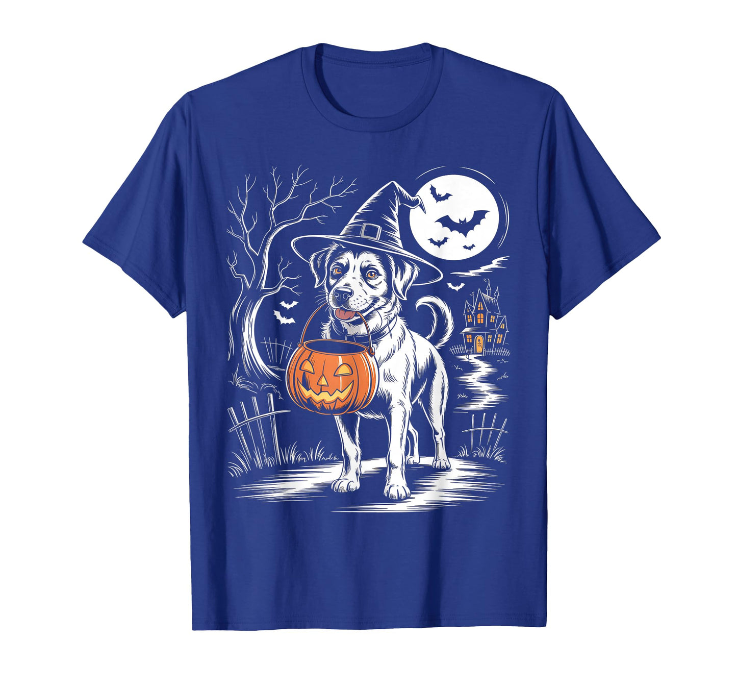 Vintage Witch Dog with Pumpkin Scary Dog Halloween T-Shirt