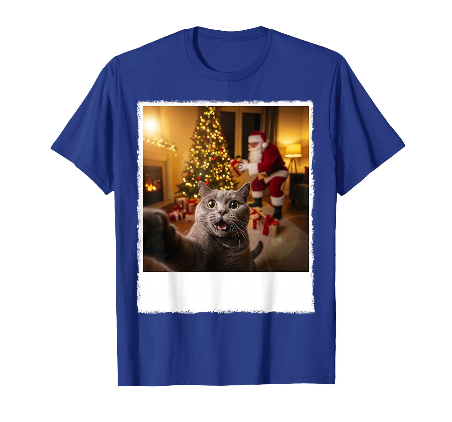 Funny Xmas Cat Selfie with Santa Claus Gifts Christmas Night T-Shirt