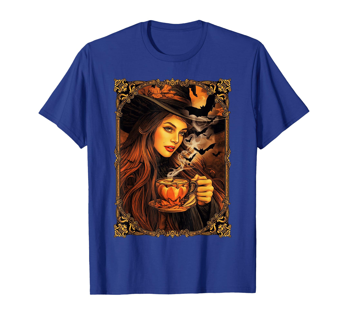 Vintage Halloween Witch Pumpkin Spice Latte Syrup Creamer T-Shirt