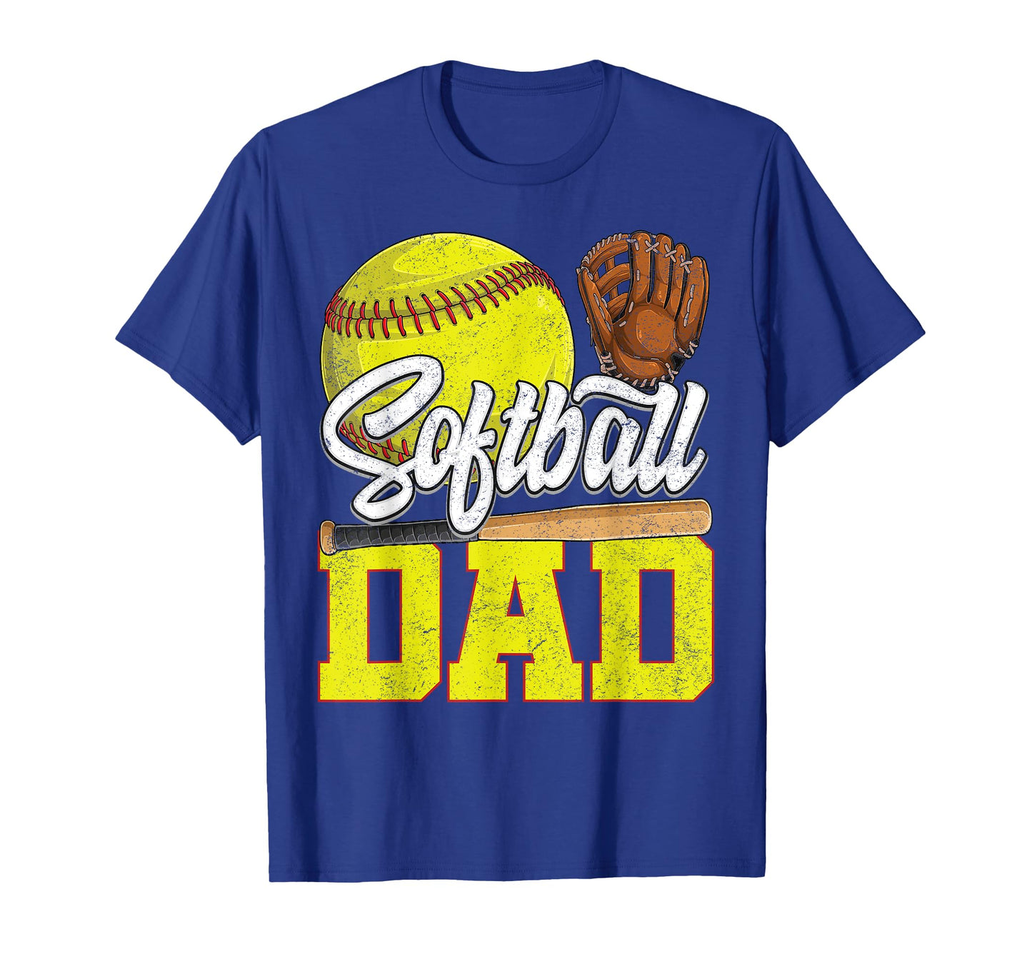 Dad Softball -Yellow Softball Dad Love Softball Player T-Shirt