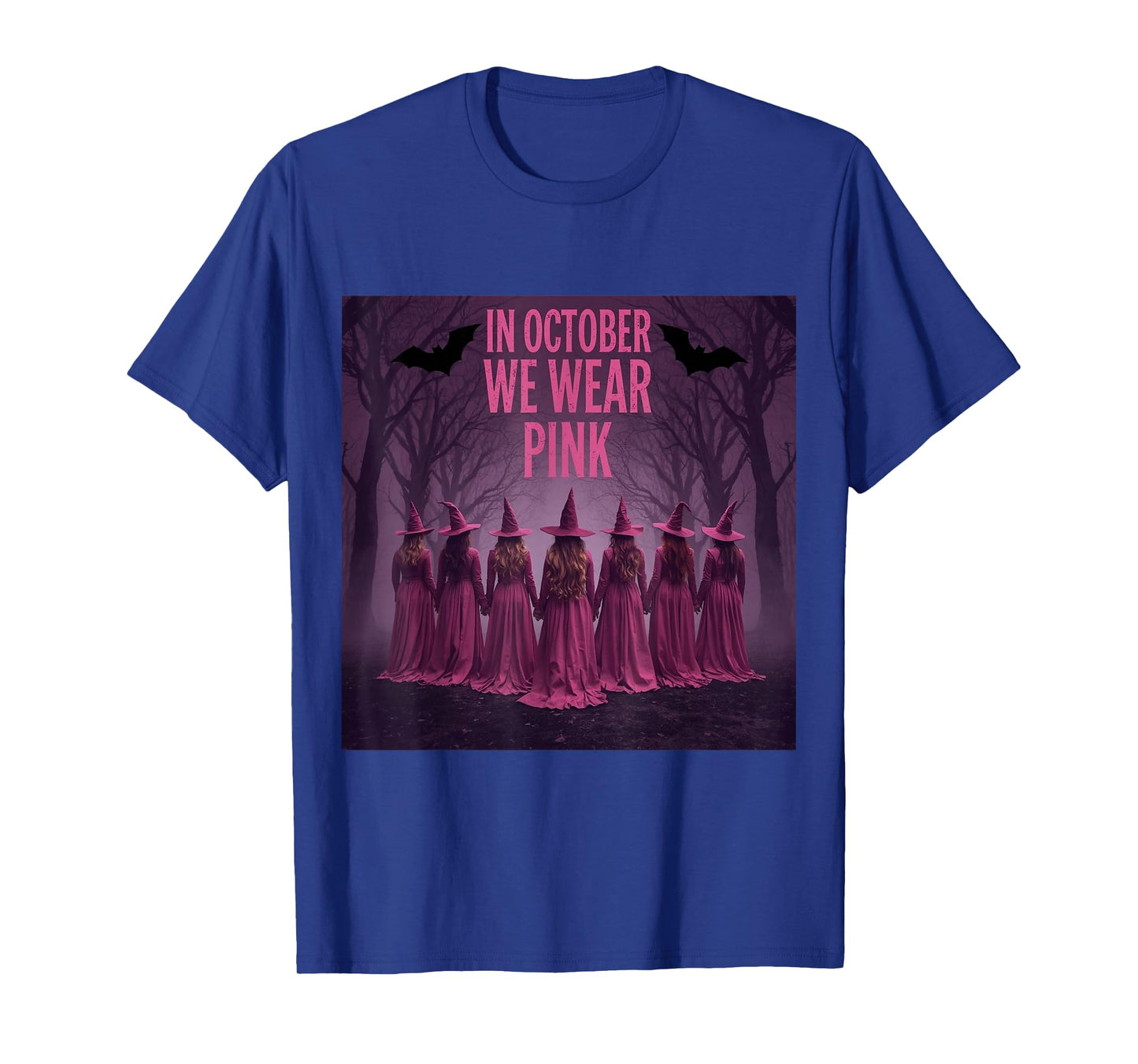 in October Wear Pink Witches Forest Halloween Women T-Shirt