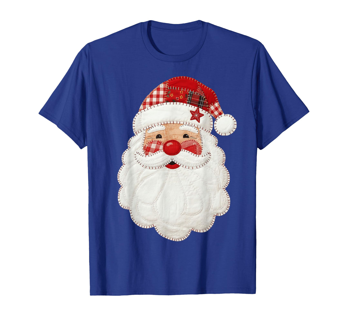 Cute Patchwork Santa Claus Christmas Xmas Men Women Kid Gift T-Shirt