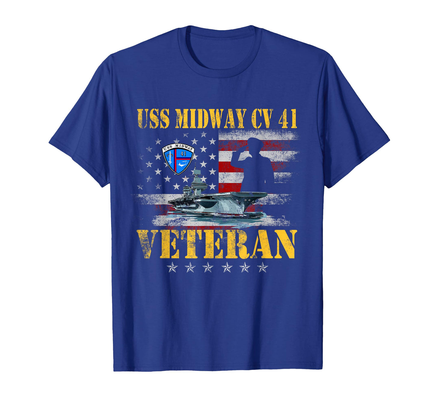 USS Midway CV 41 Aircraft Carrier Veteran US Flag Patriotic T-Shirt