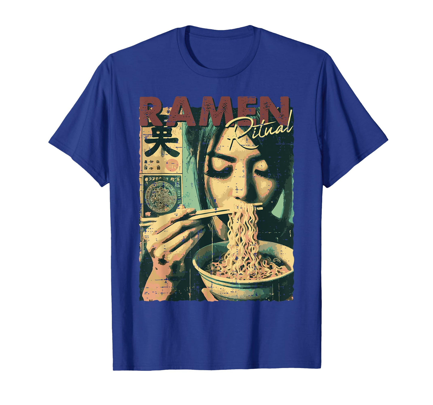 Japanese Woman Ramen Ritual Poster Art Food Women Girls Kids T-Shirt