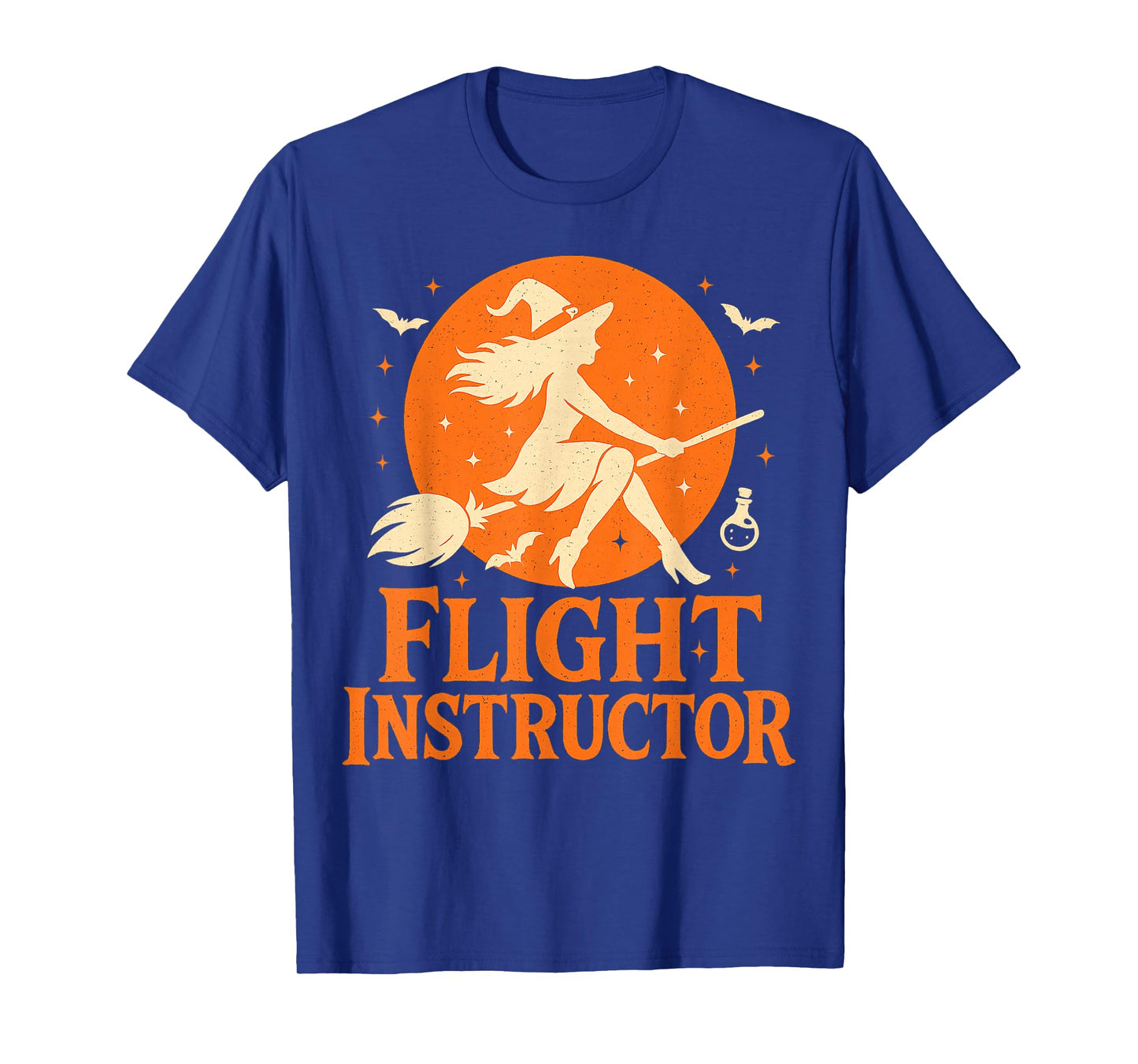 Flight Instructor Costume Funny Halloween Witch Flying Broom T-Shirt