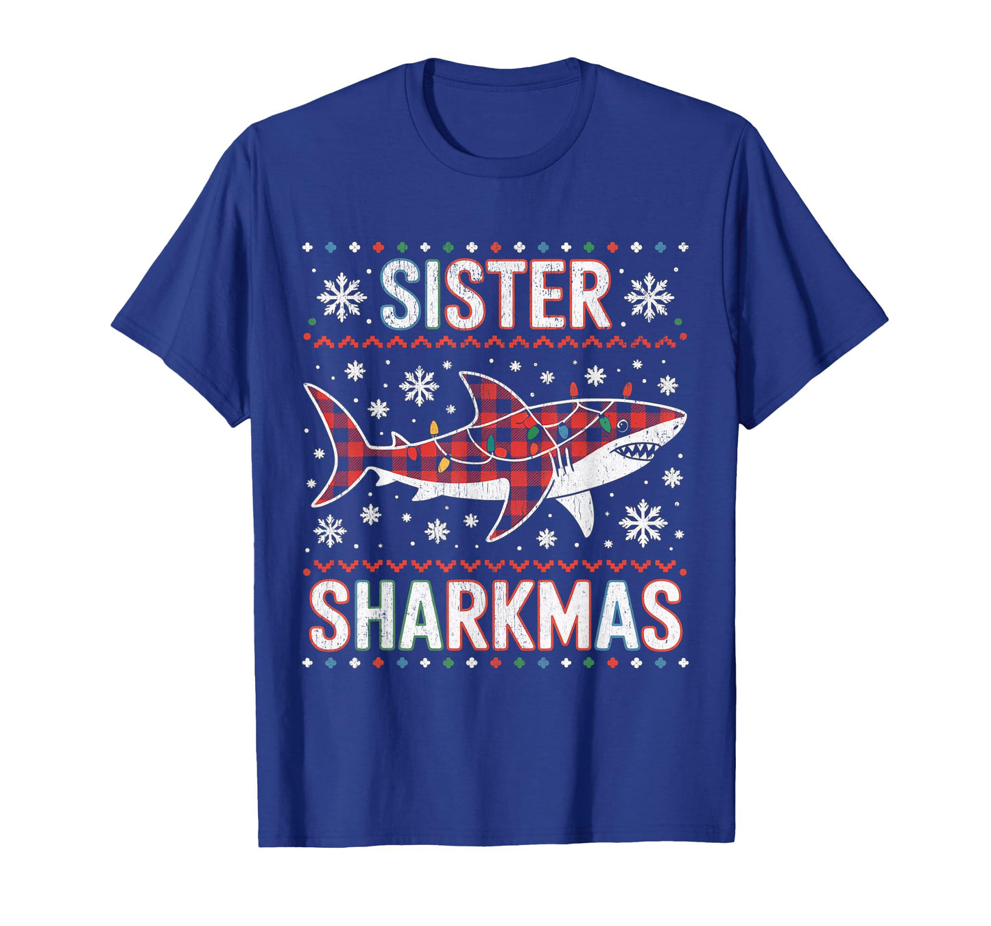 Sister Sharkmas Funny Shark Santa Hat Ugly Christmas Sweater T-Shirt