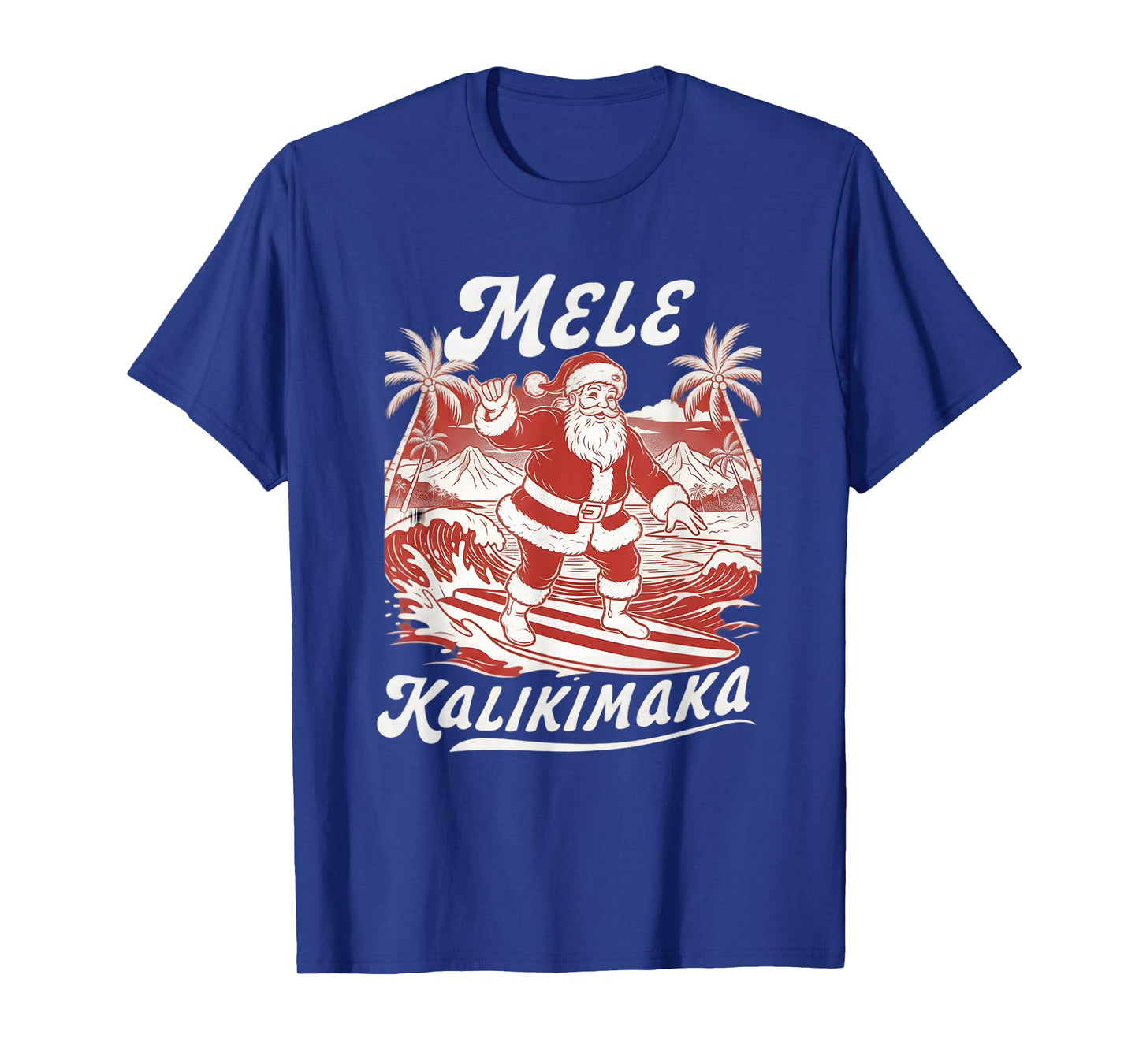 Mele Kalikimaka Shirt Hawaiian Christmas Surfing Santa T-Shirt