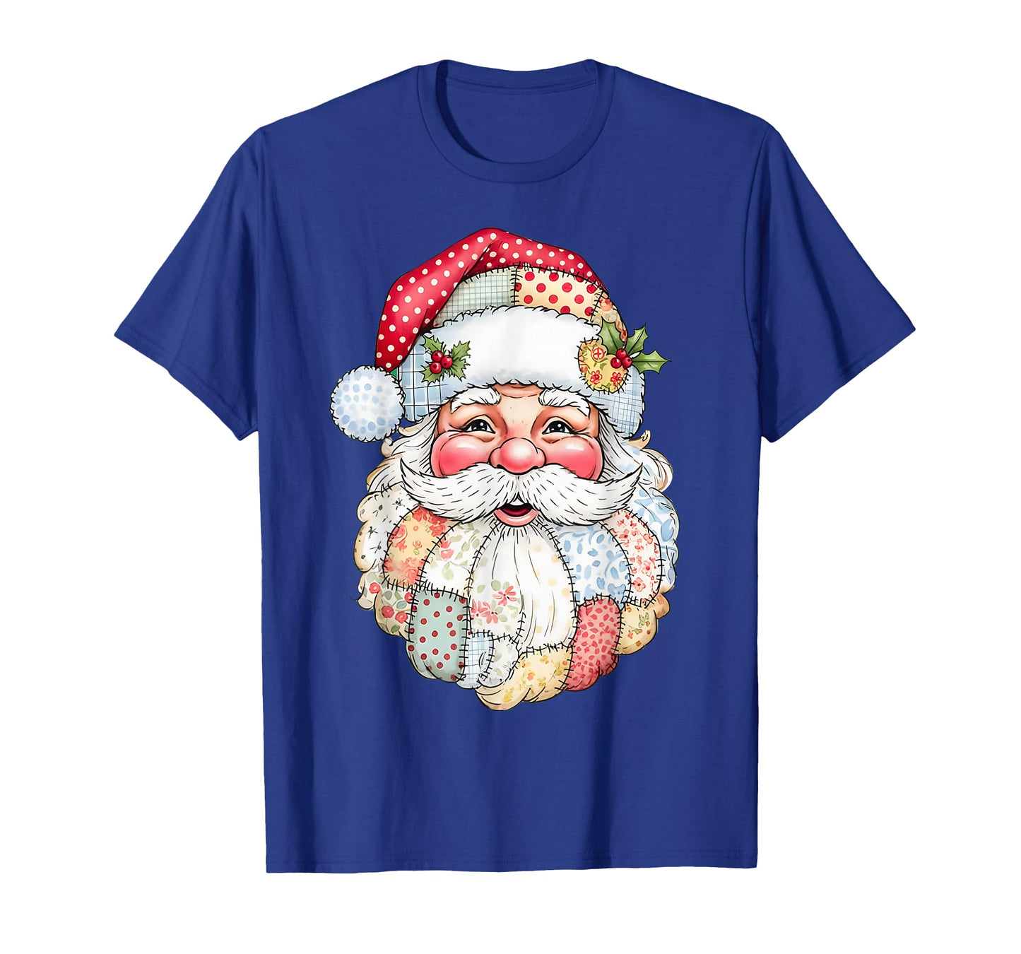 Quilted Santa Xmas Cozy Patchwork Santa Claus Christmas T-Shirt