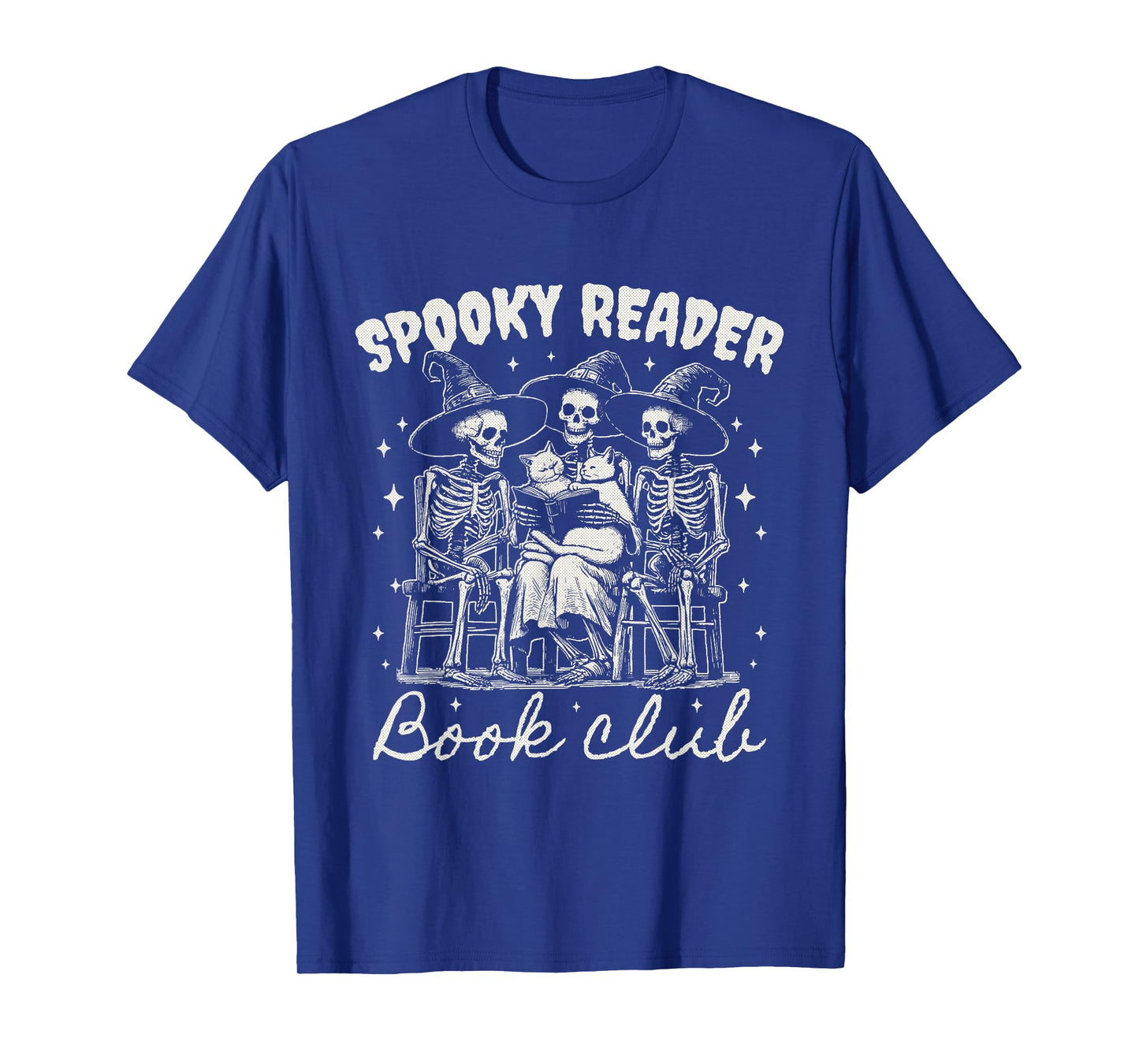 Spooky Reader Book Club Skeleton Witch Cat T-Shirt
