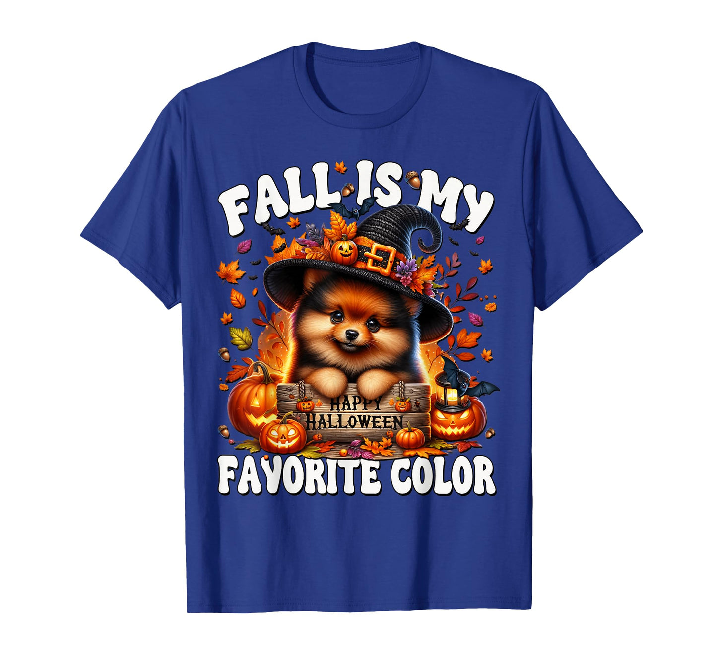 Fall is My Favorite Color Witchy Halloween Pomeranian Mom T-Shirt