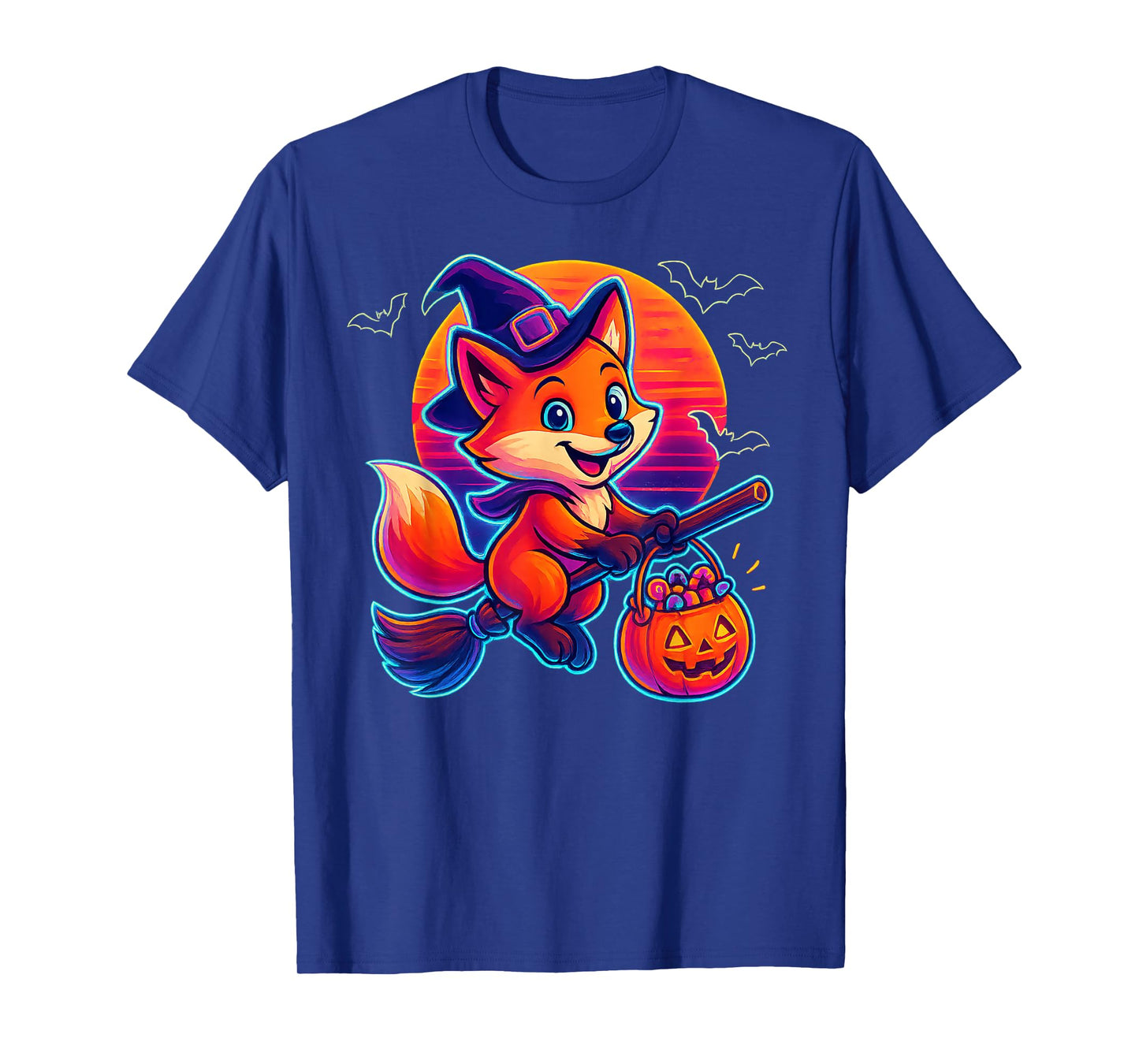 Cute Fox Witch Pumpkin Halloween Costume Boys Girls T-Shirt