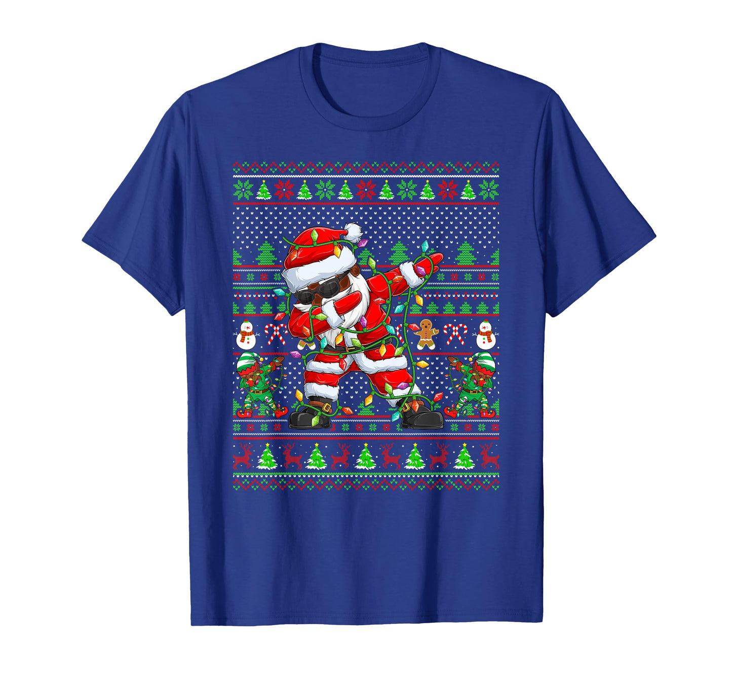 Funny Dabbing Santa Xmas Lights Ugly Christmas Sweaters T-Shirt