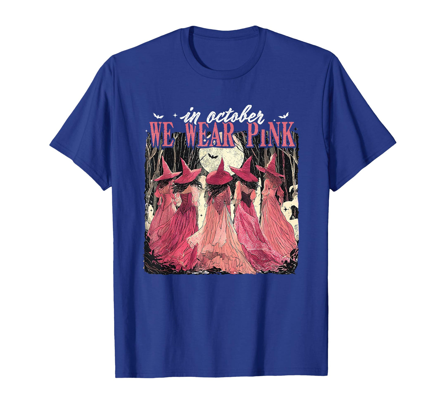 Retro in October We Wear Pink Witch Breast Cancer Awareness T-Shirt