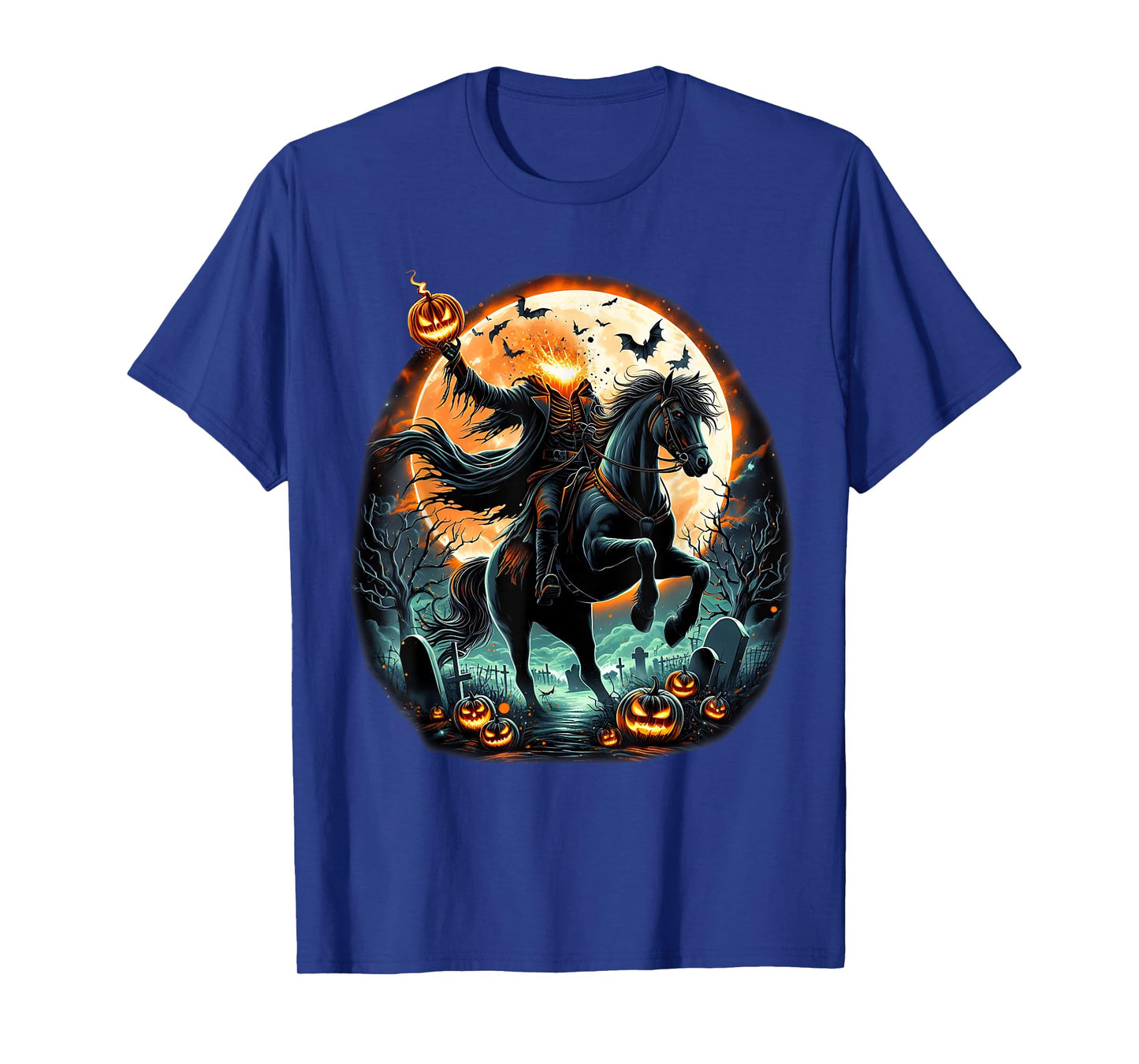 Pumpkin Headless Horseman Scary Halloween Tee T-Shirt